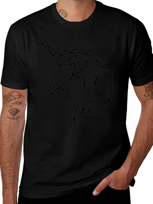 Geometric Unicorn Black T-Shirt