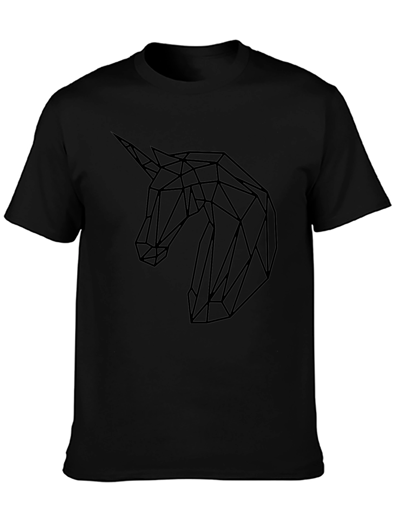Geometric Unicorn Black T-Shirt