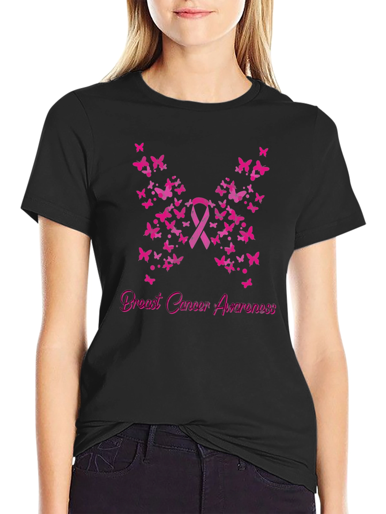 Breast Cancer Awareness Butterfly Ribbon T-Shirt