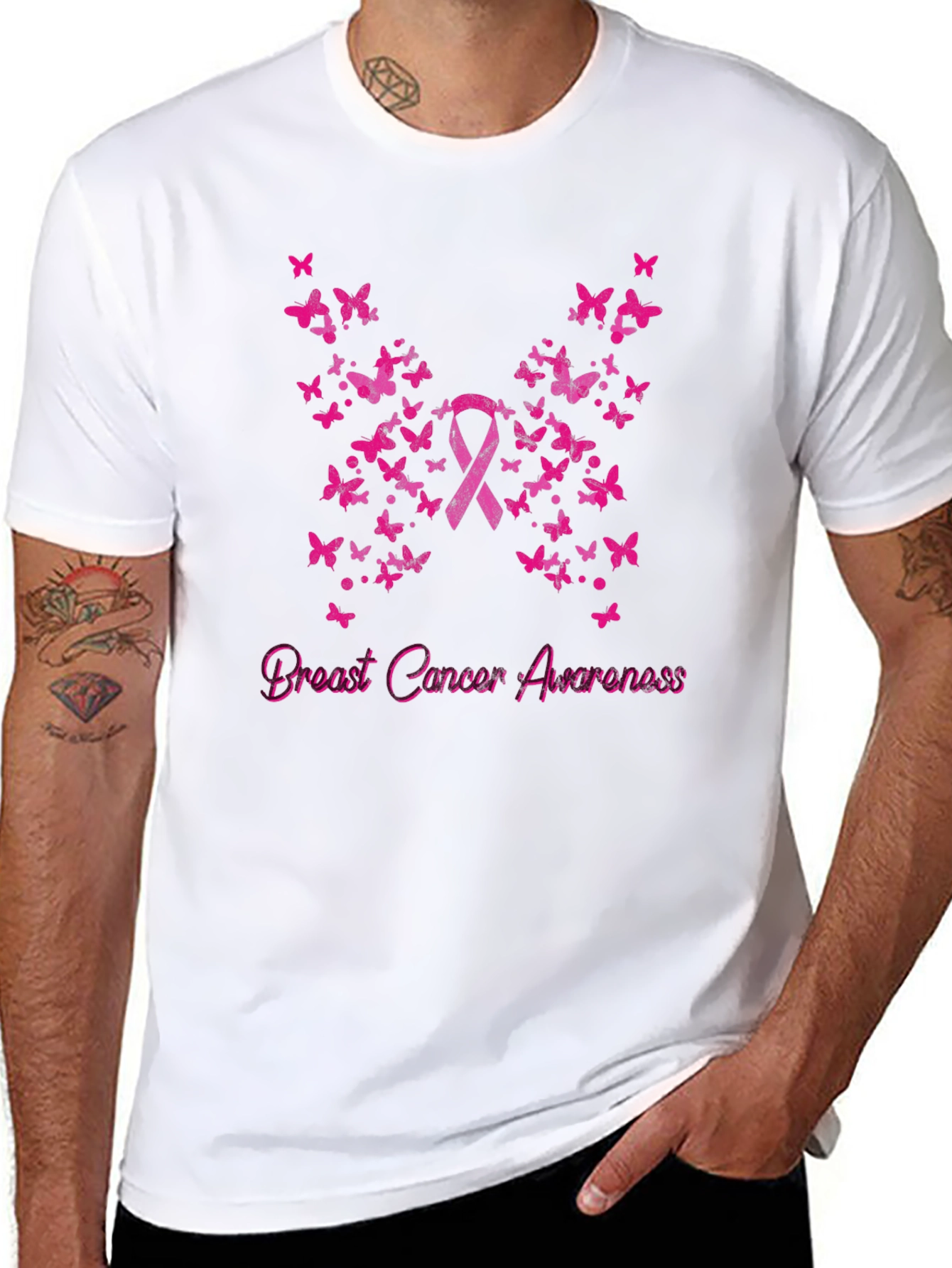 Breast Cancer Awareness Butterfly Ribbon T-Shirt
