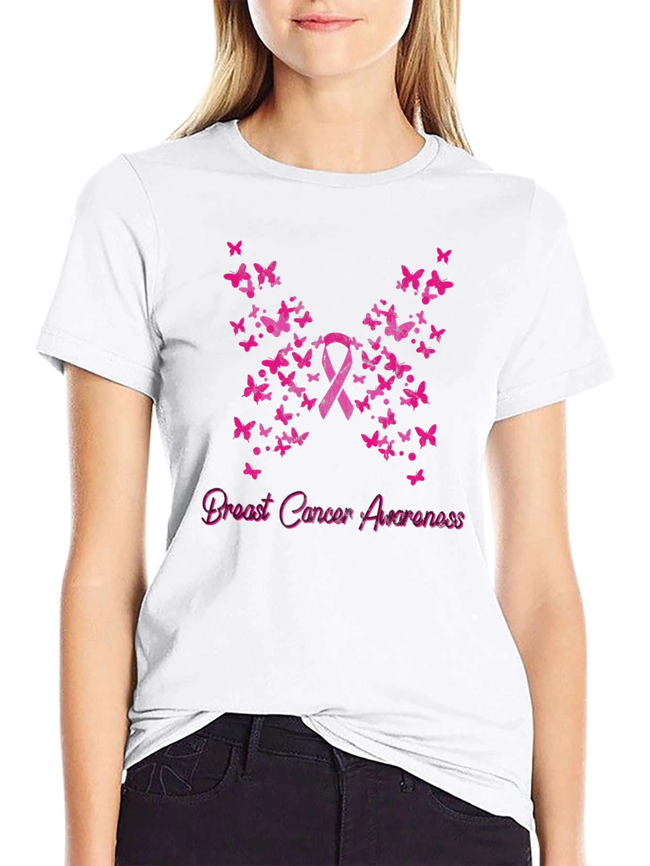 Breast Cancer Awareness Butterfly Ribbon T-Shirt