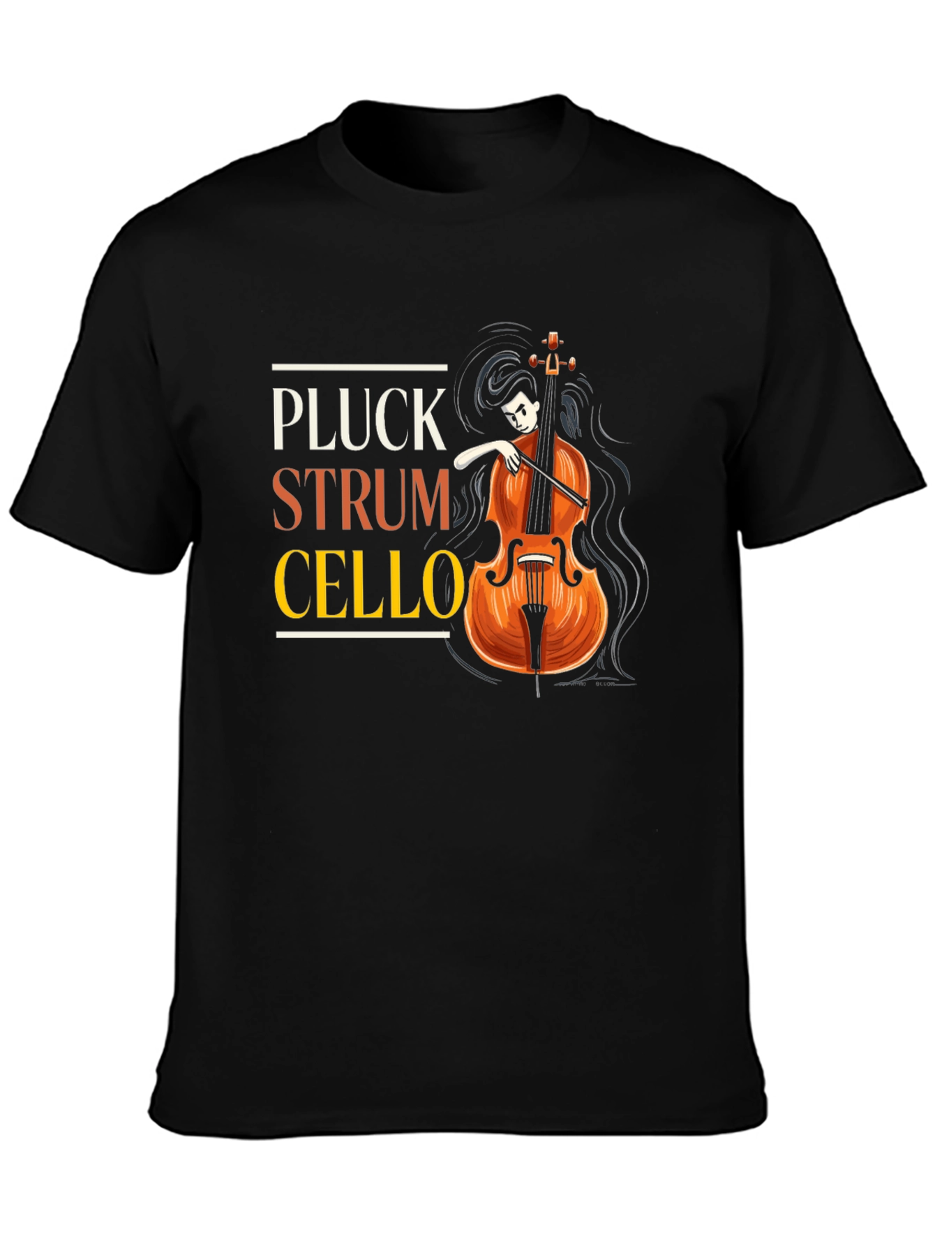 Pluck Strum Cello Black Graphic Tee