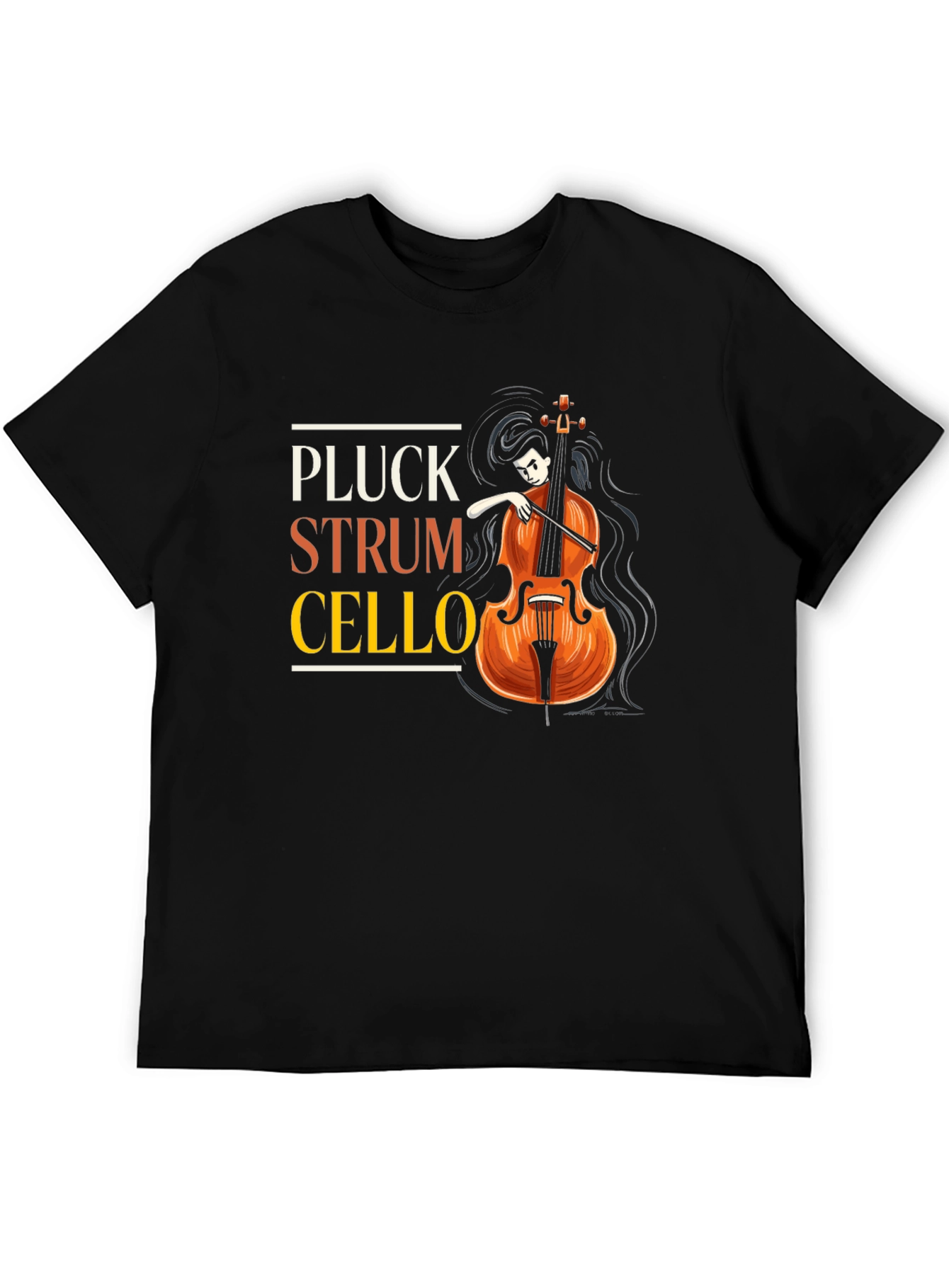 Pluck Strum Cello Black Graphic Tee