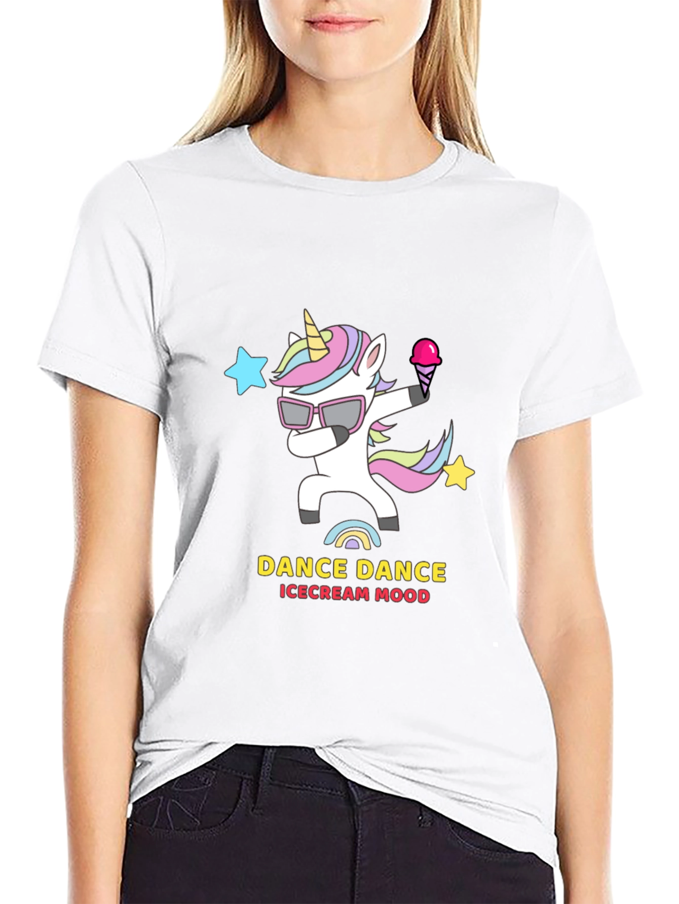 Dance Dance Ice Cream Mood Black T-Shirt