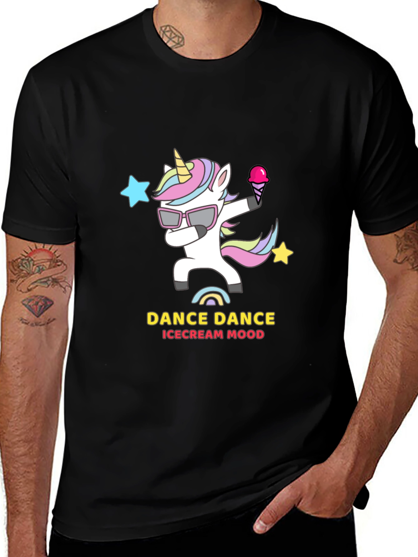 Dance Dance Ice Cream Mood Black T-Shirt