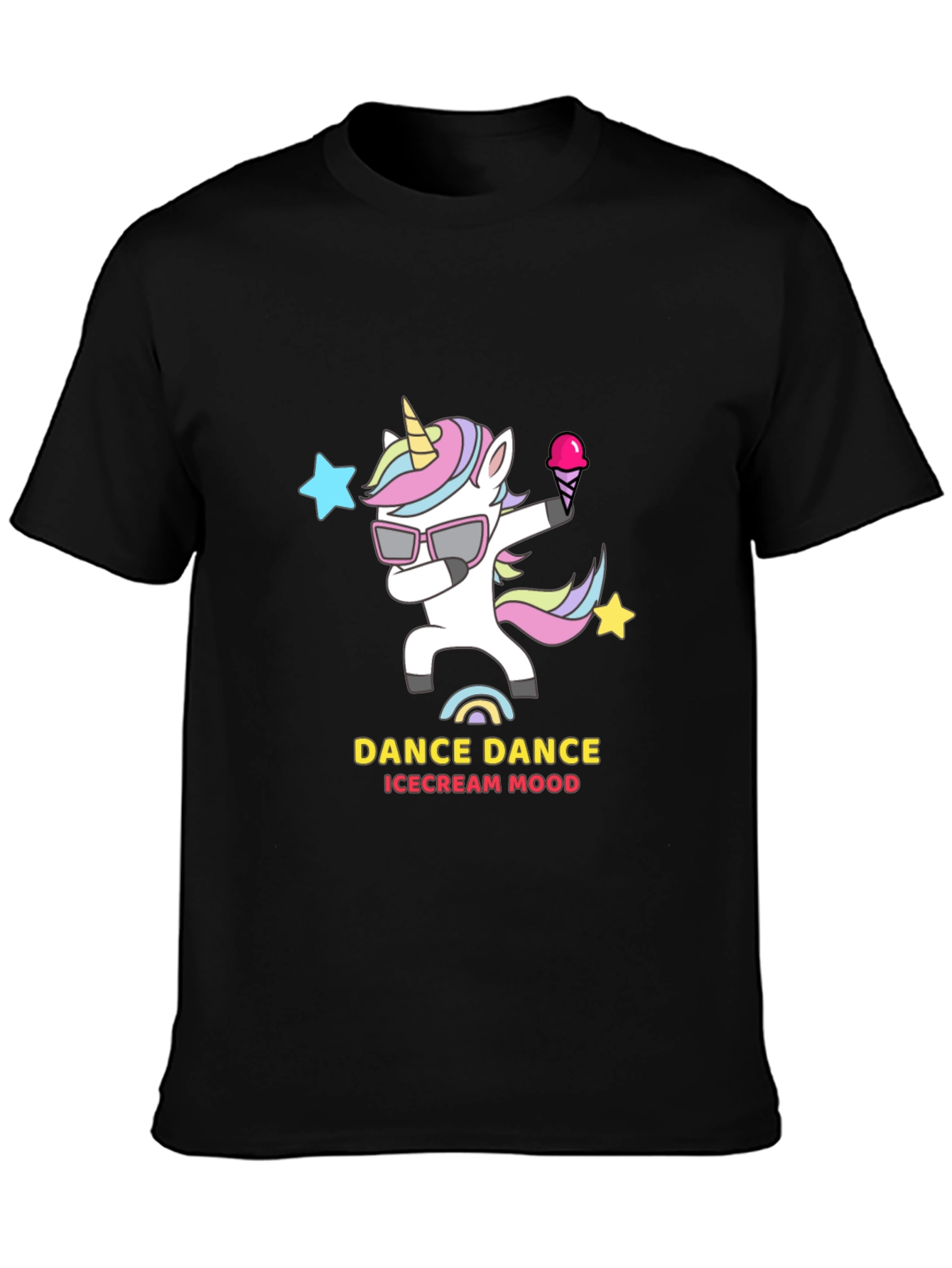 Dance Dance Ice Cream Mood Black T-Shirt