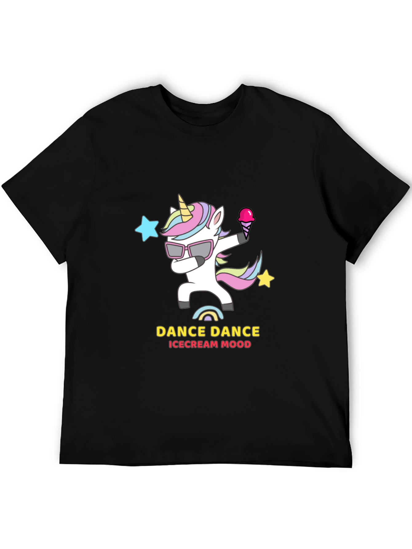 Dance Dance Ice Cream Mood Black T-Shirt