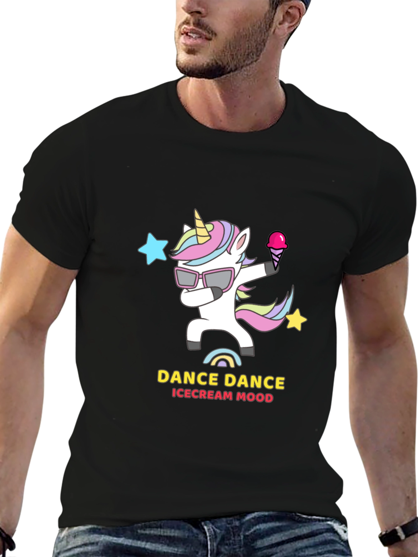 Dance Dance Ice Cream Mood Black T-Shirt