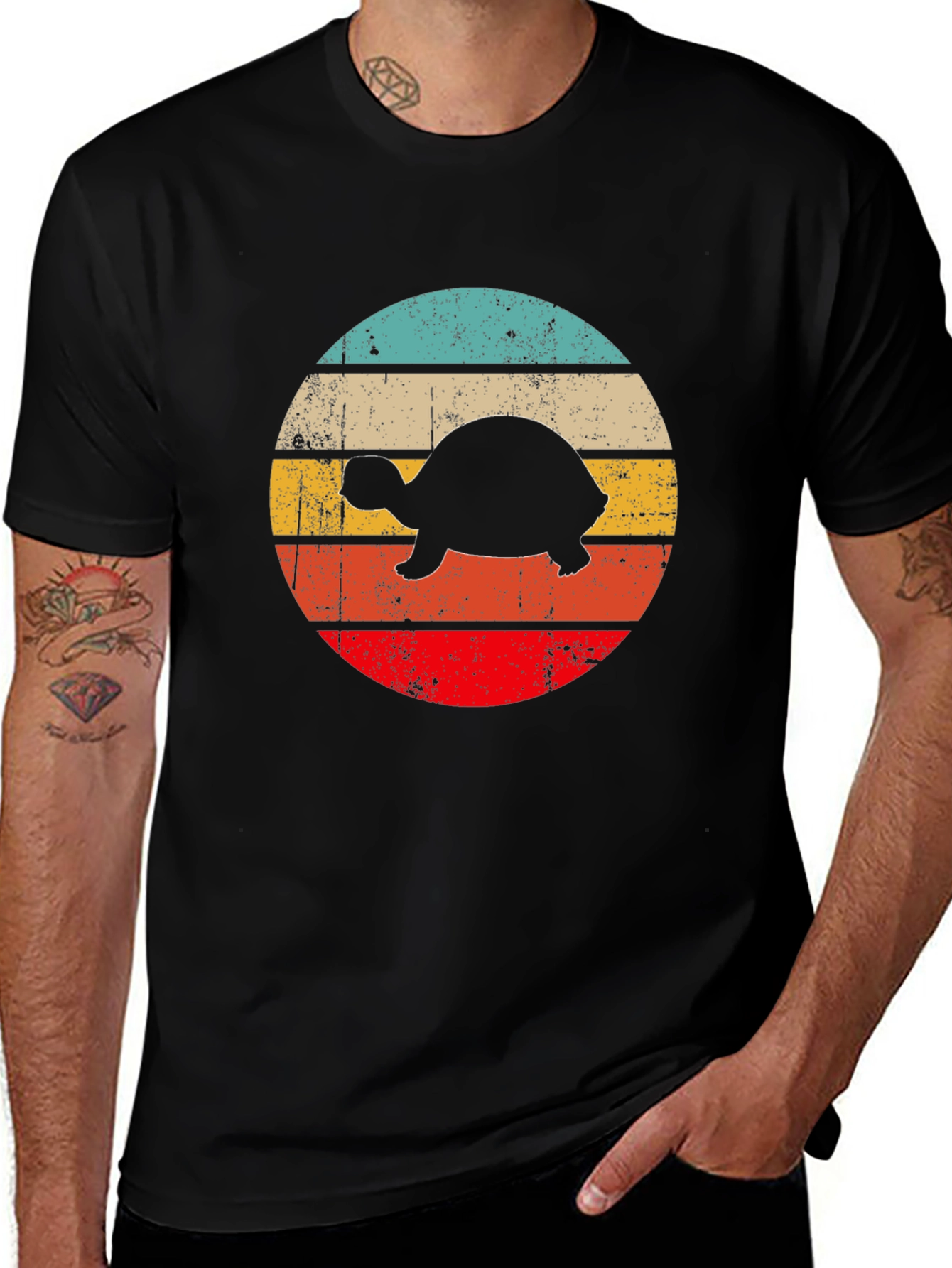 Retro Turtle Graphic T-Shirt - Black