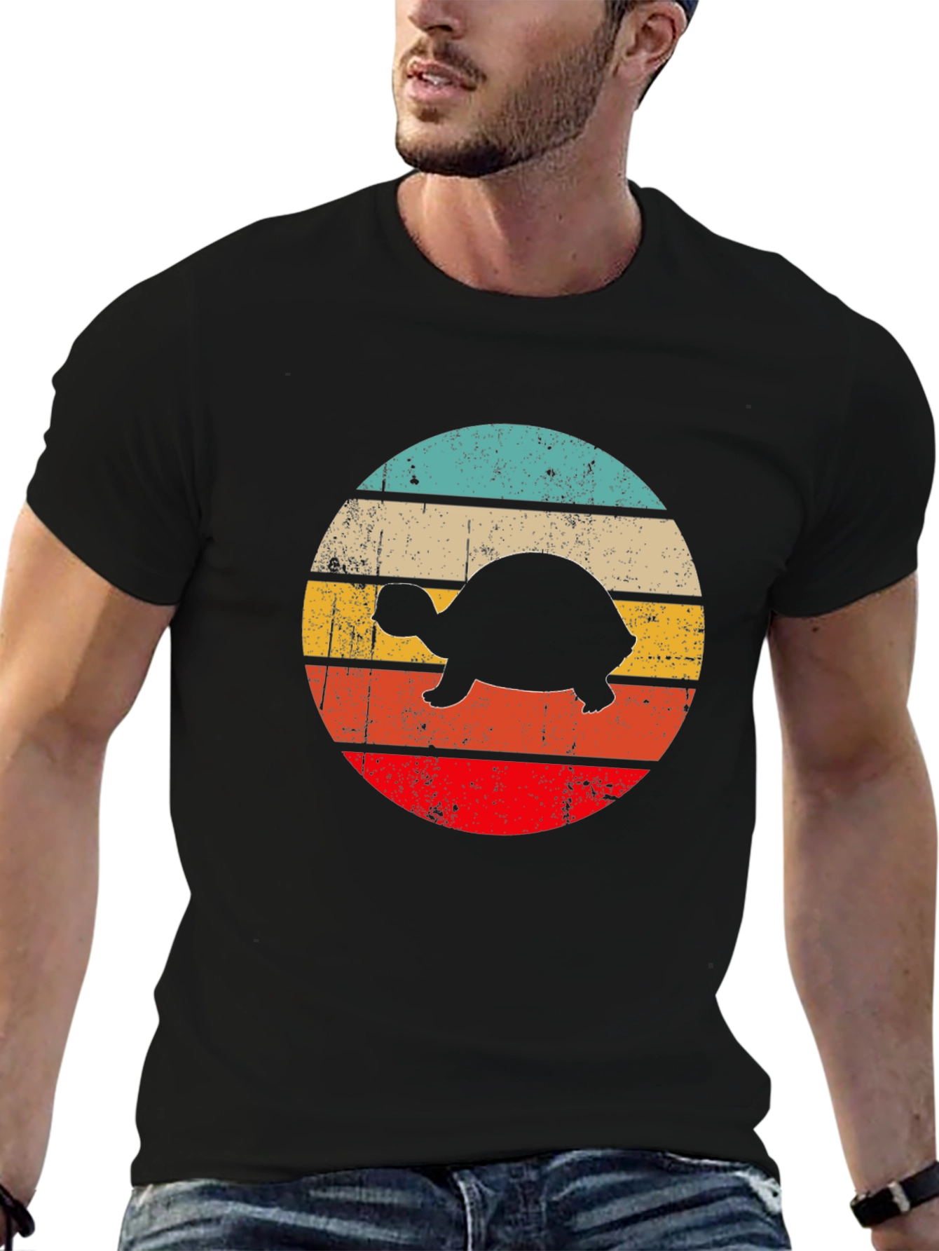 Retro Turtle Graphic T-Shirt - Black