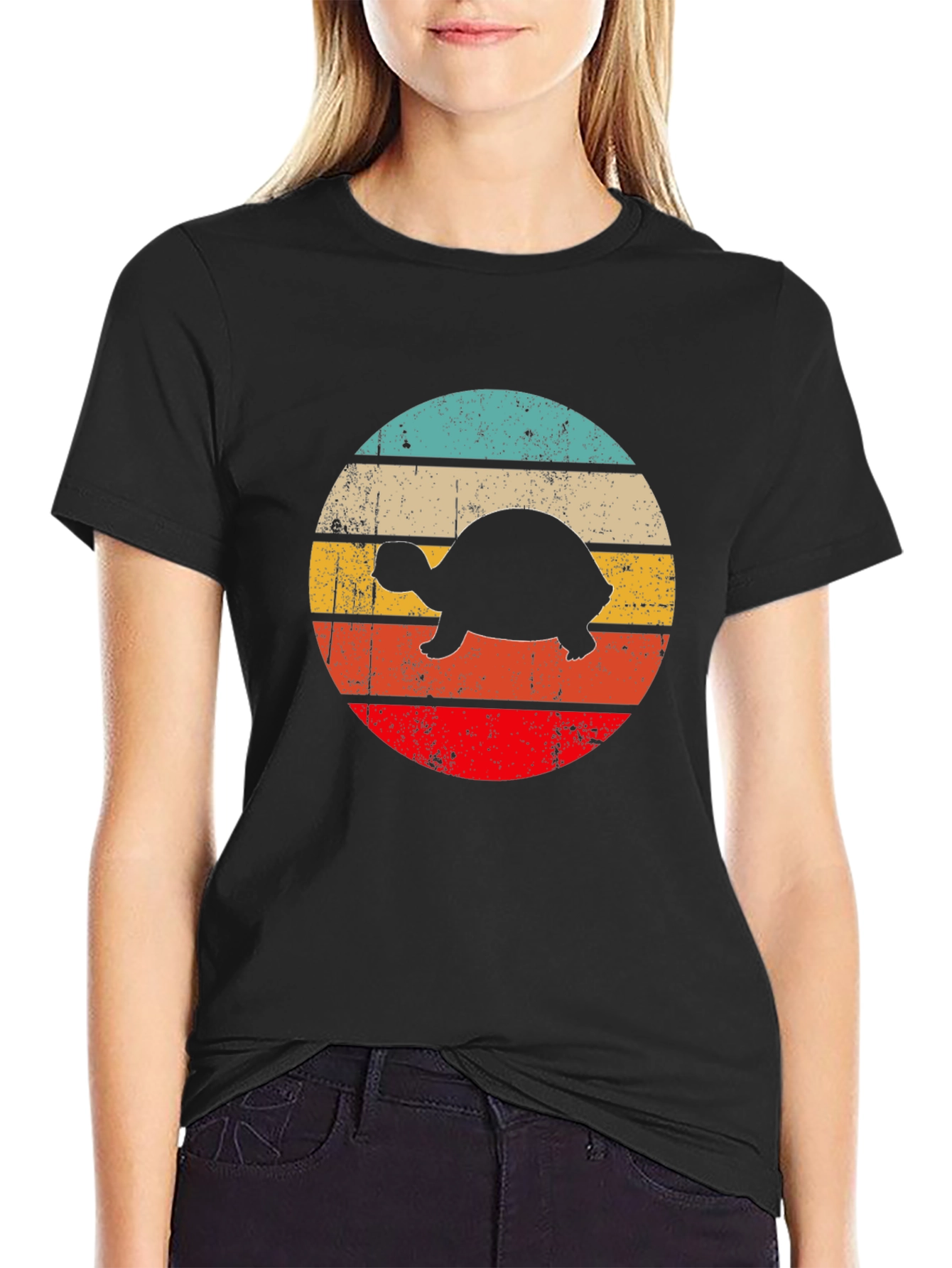 Retro Turtle Graphic T-Shirt - Black