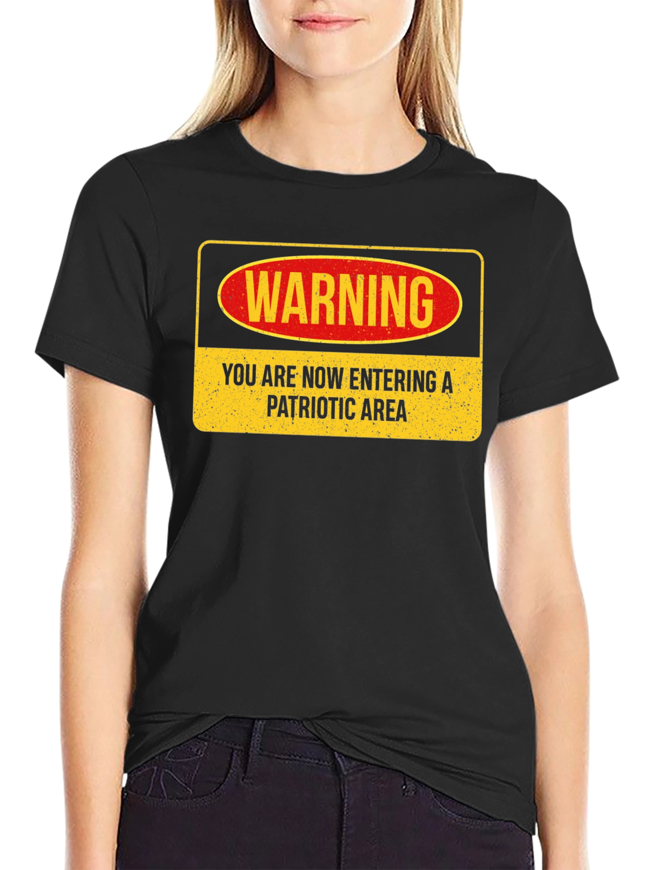 Patriotic Area Warning Graphic Tee