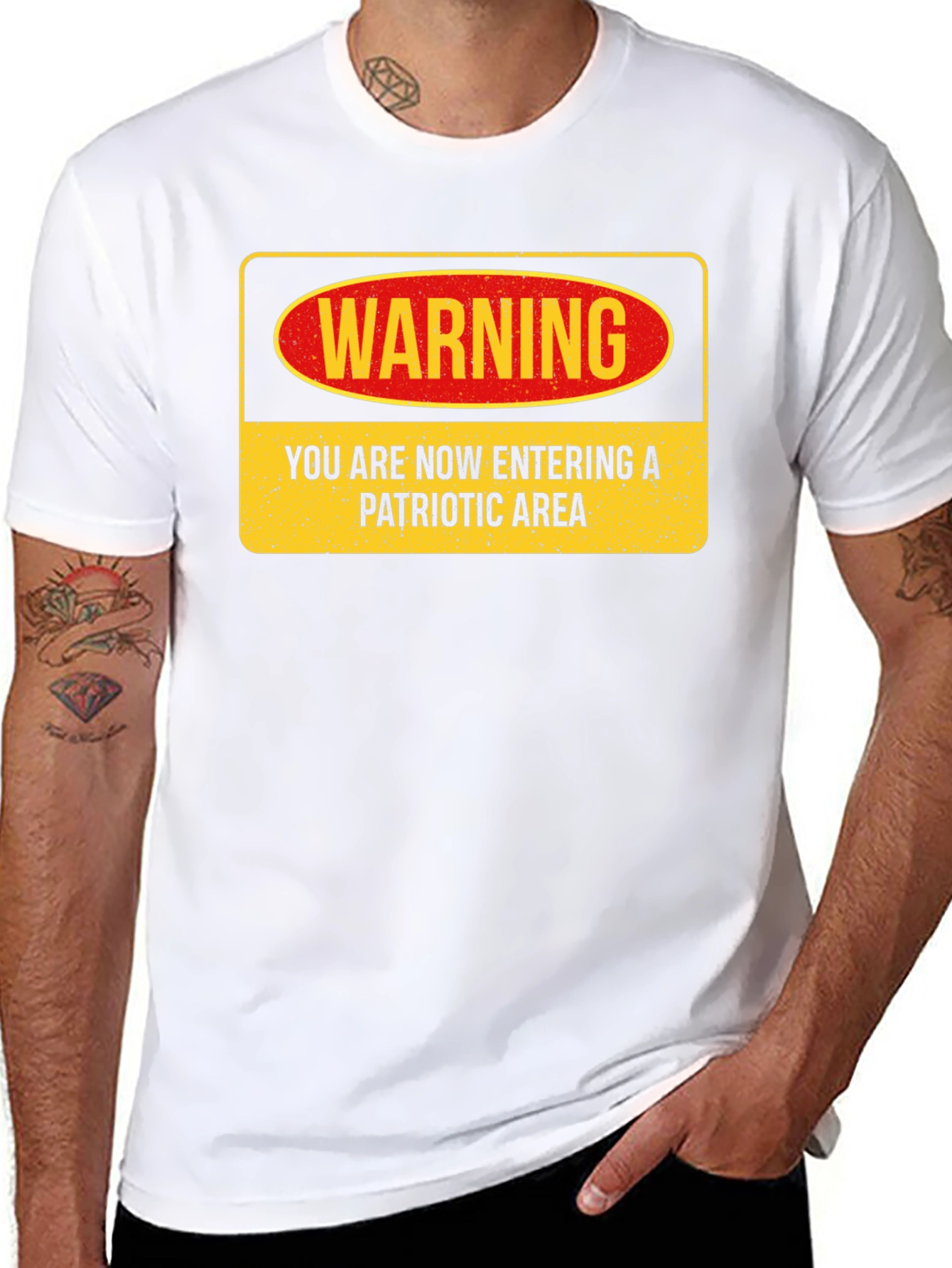 Patriotic Area Warning Graphic Tee