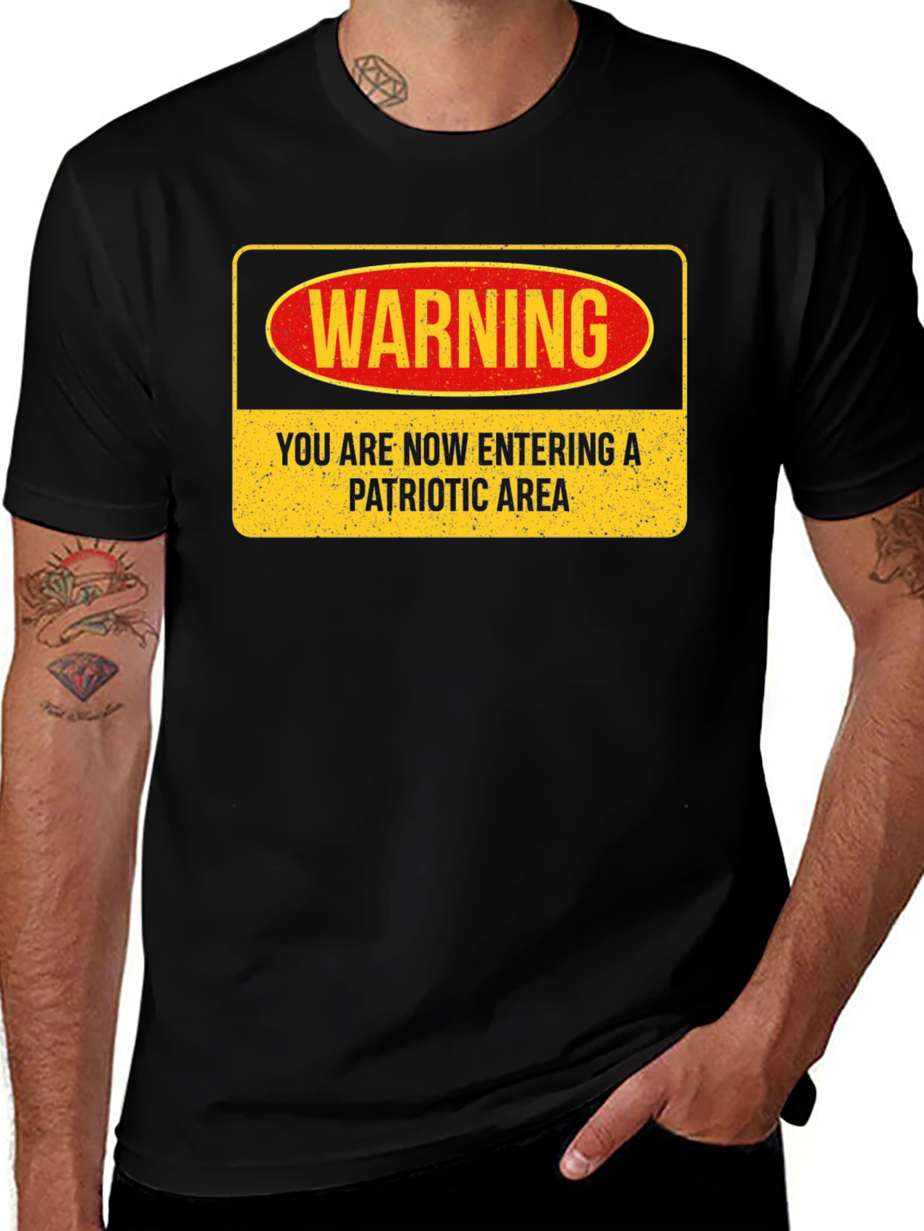 Patriotic Area Warning Graphic Tee