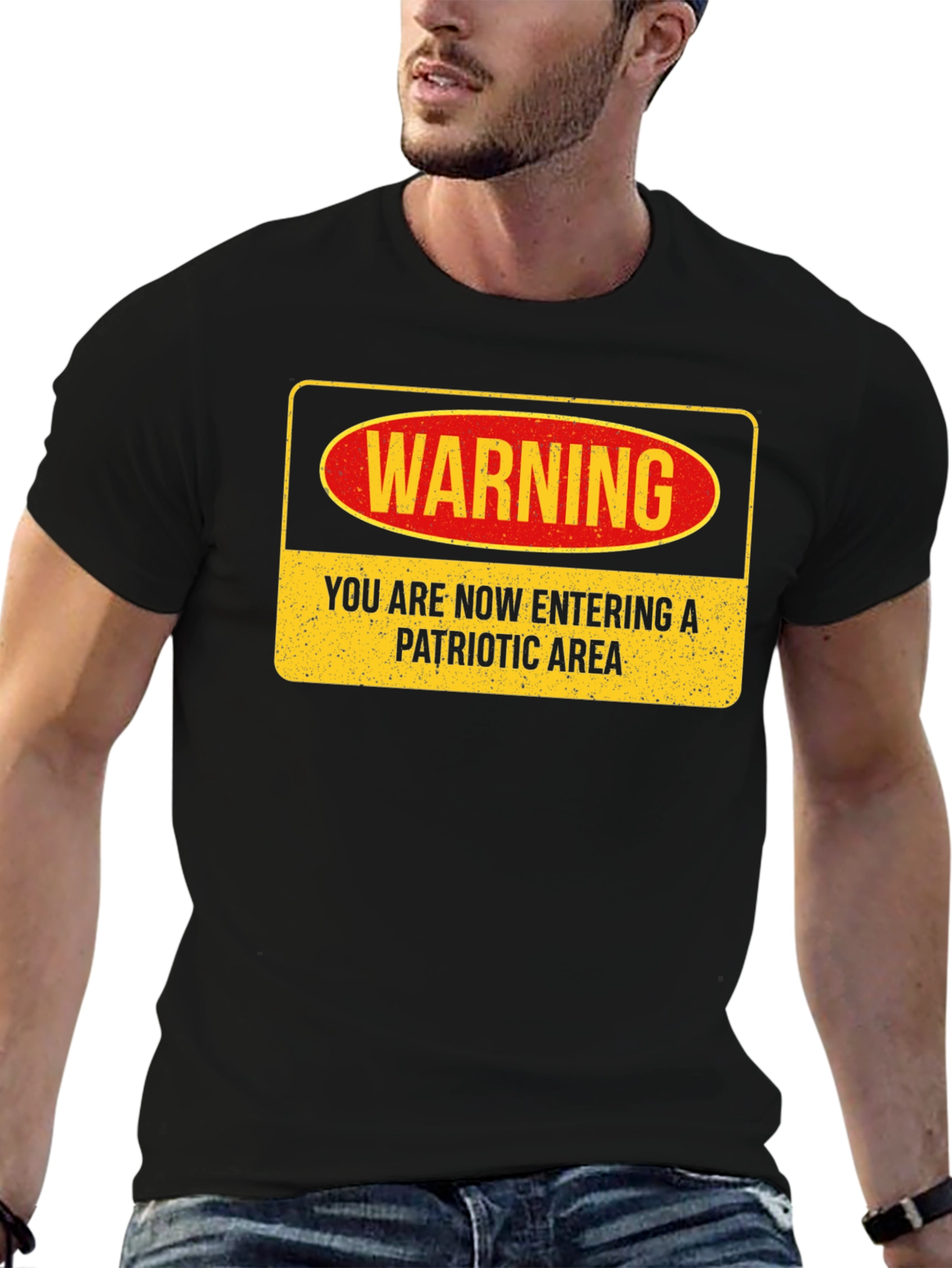 Patriotic Area Warning Graphic Tee