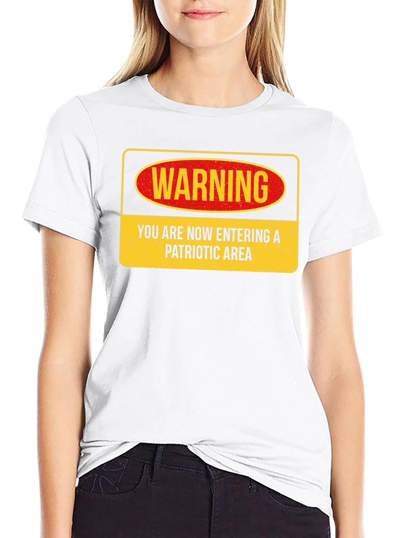 Patriotic Area Warning Graphic Tee