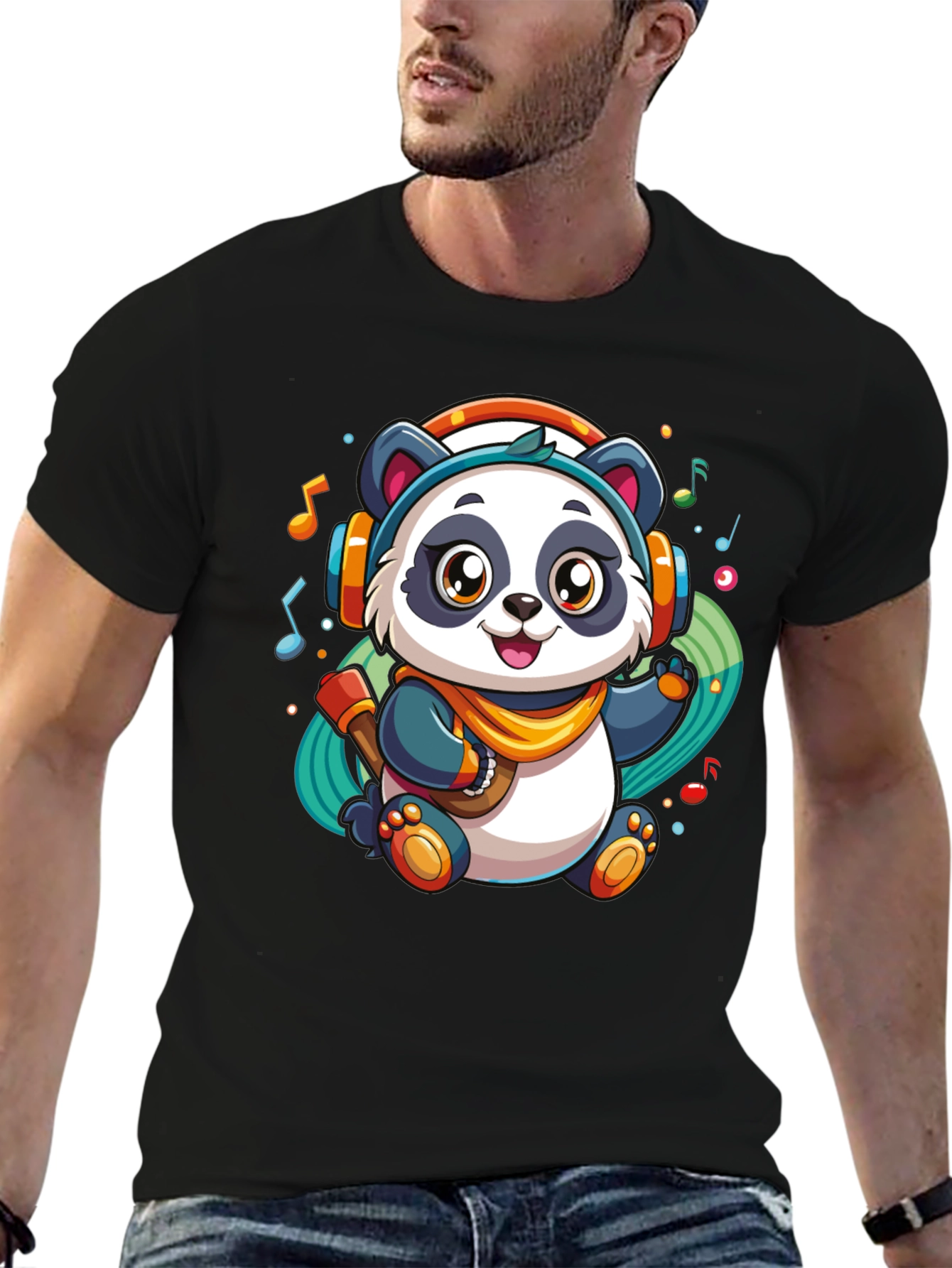 DJ Panda Black T-Shirt - Music Lover Tee