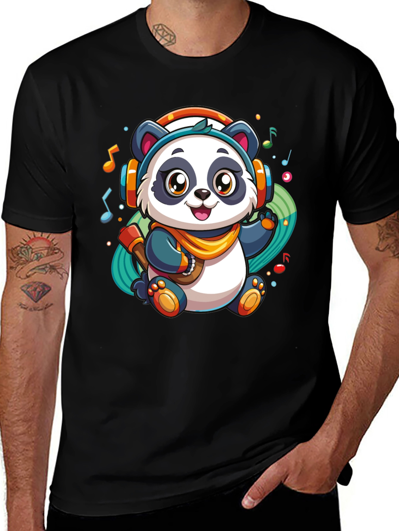 DJ Panda Black T-Shirt - Music Lover Tee