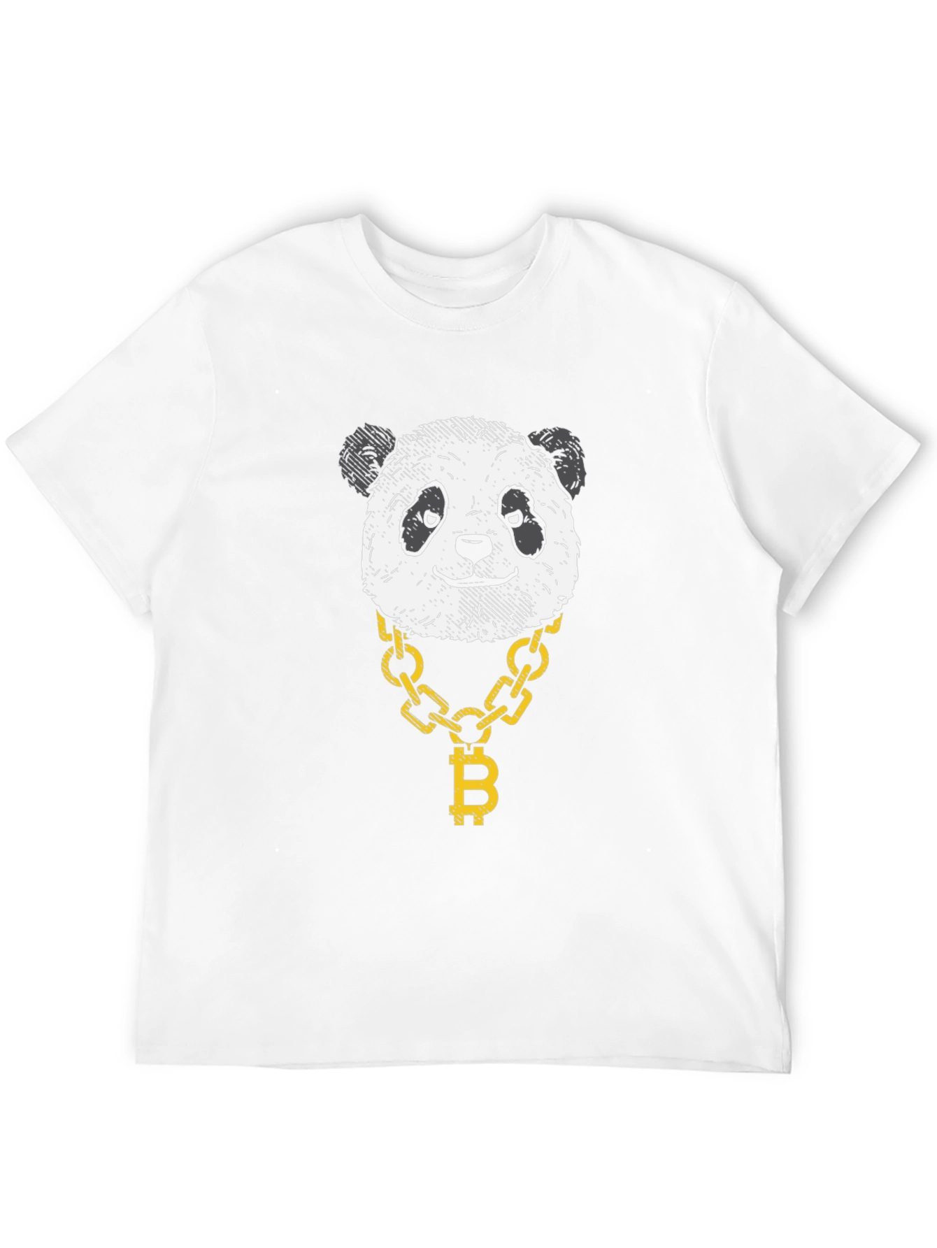 Panda Bitcoin Chain Graphic Tee - Black Cotton