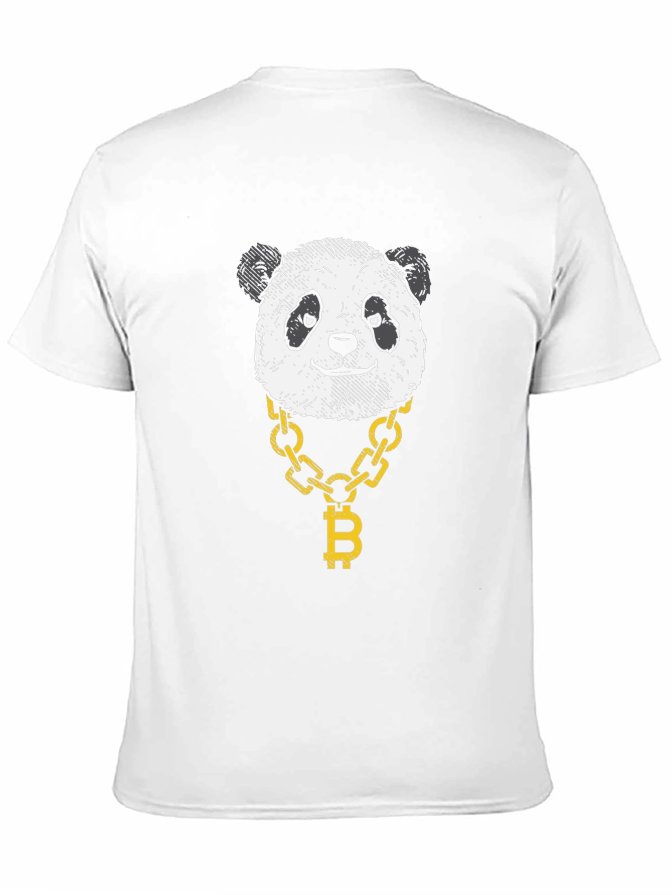 Panda Bitcoin Chain Graphic Tee - Black Cotton
