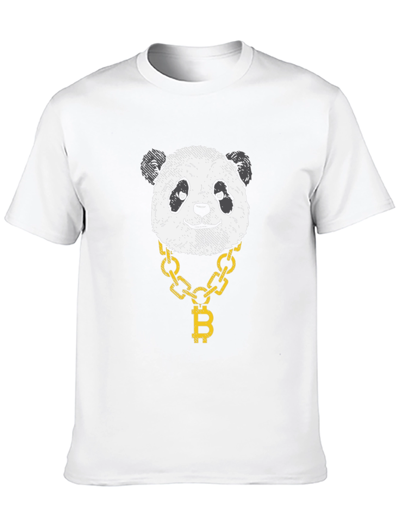 Panda Bitcoin Chain Graphic Tee - Black Cotton
