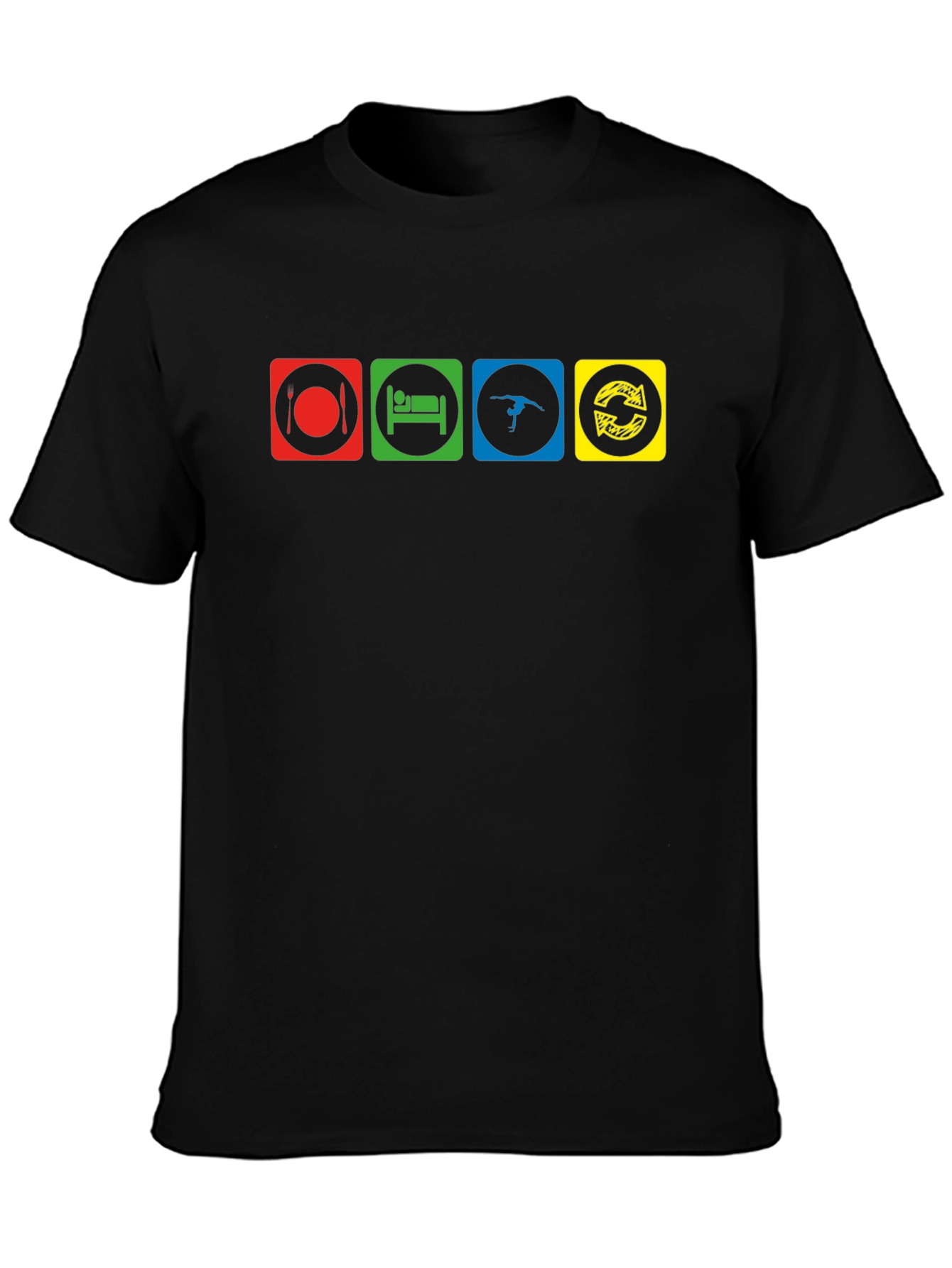 Eat Sleep Gymnastics Repeat Black T-Shirt