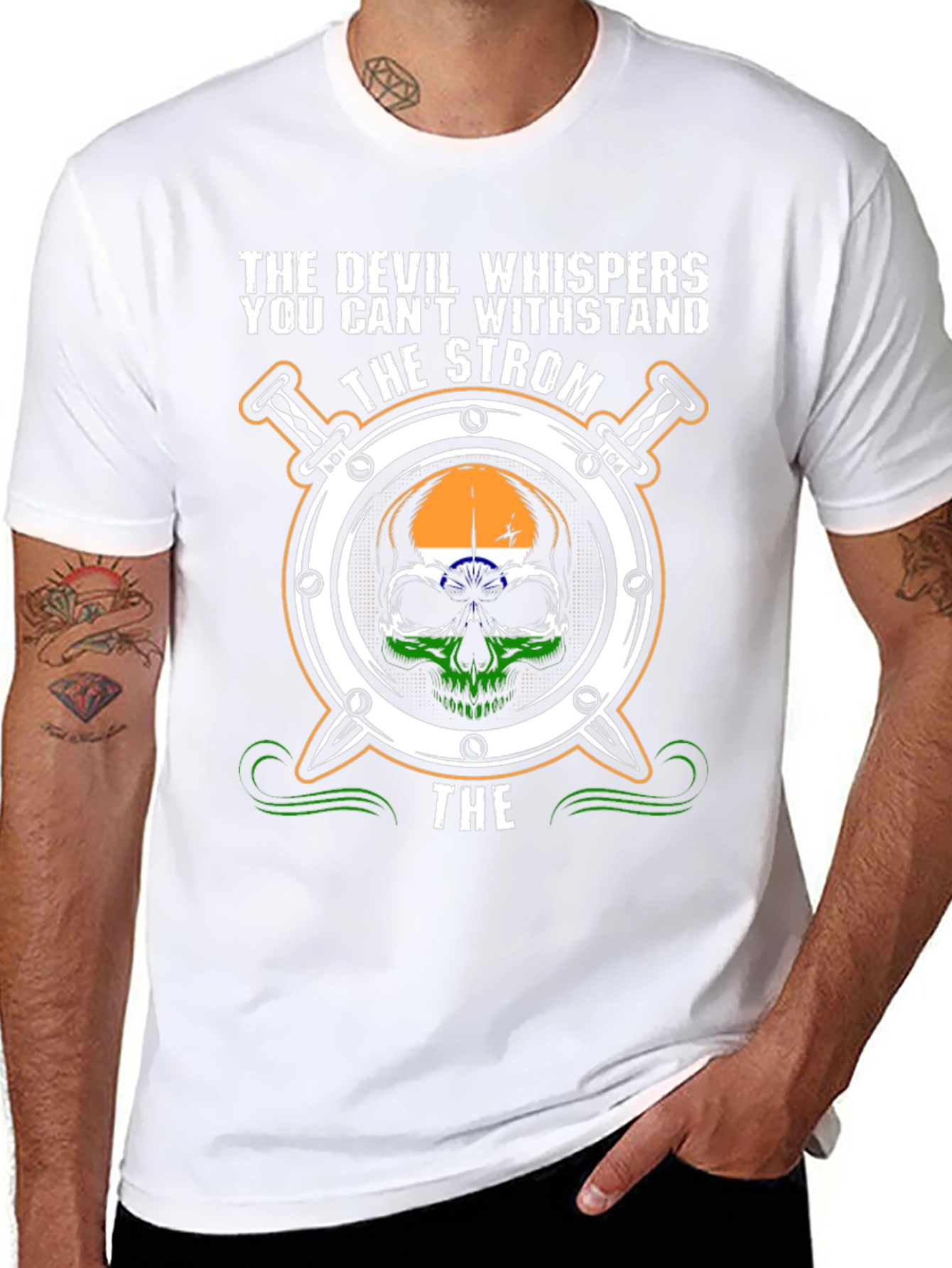 Devil Whispers Strom Skull Graphic Tee