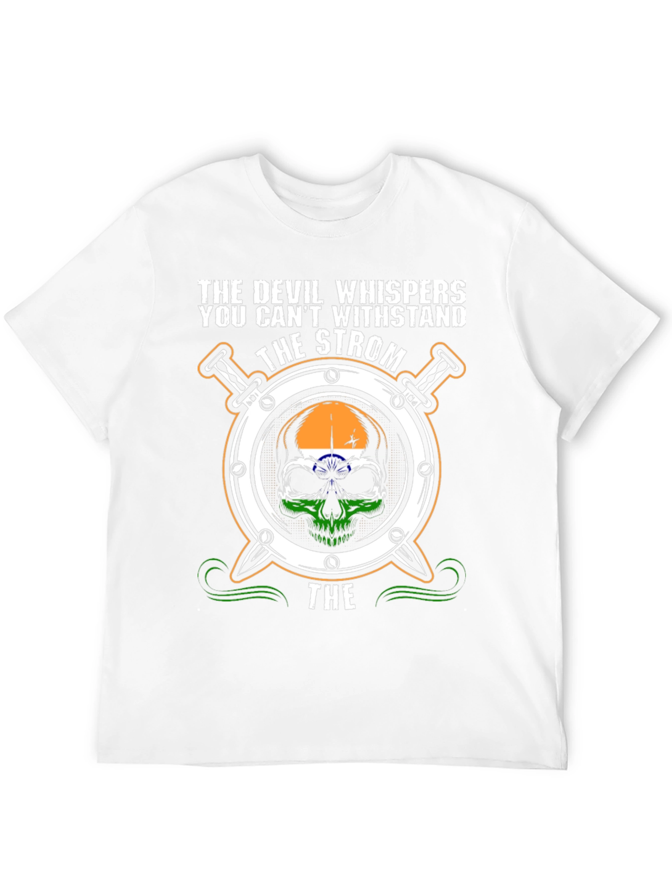 Devil Whispers Strom Skull Graphic Tee