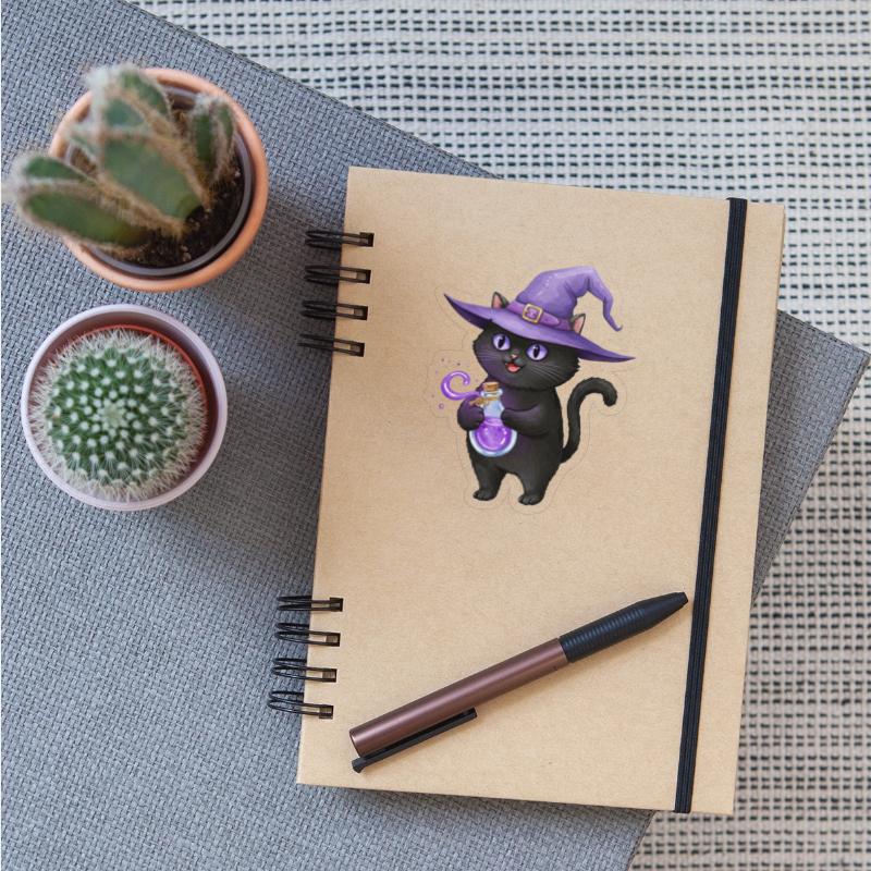 Enchanting Black Cat Witch Illustration