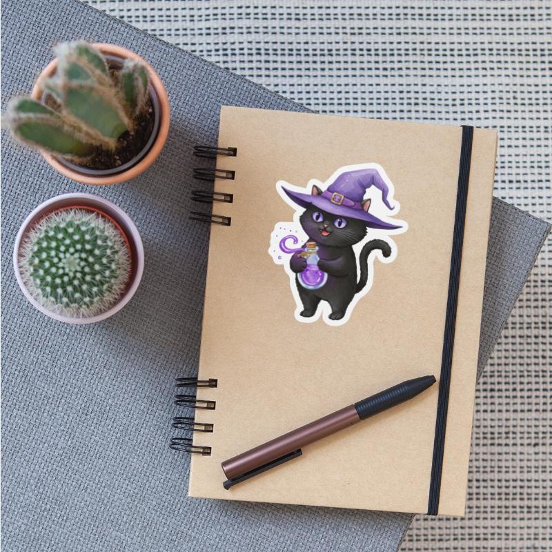 Enchanting Black Cat Witch Illustration