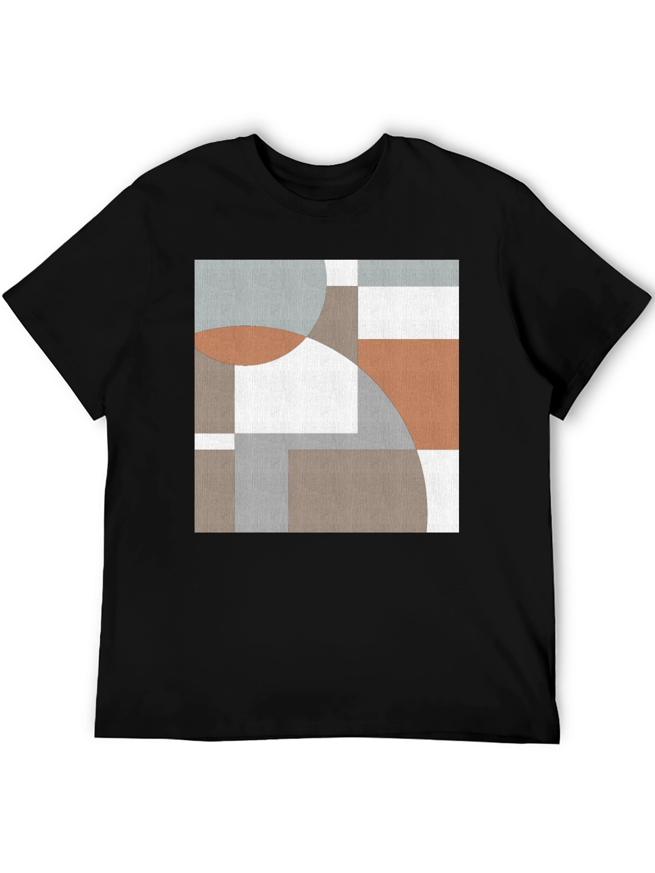 Abstract Geometric Circle Pattern Black T-Shirt