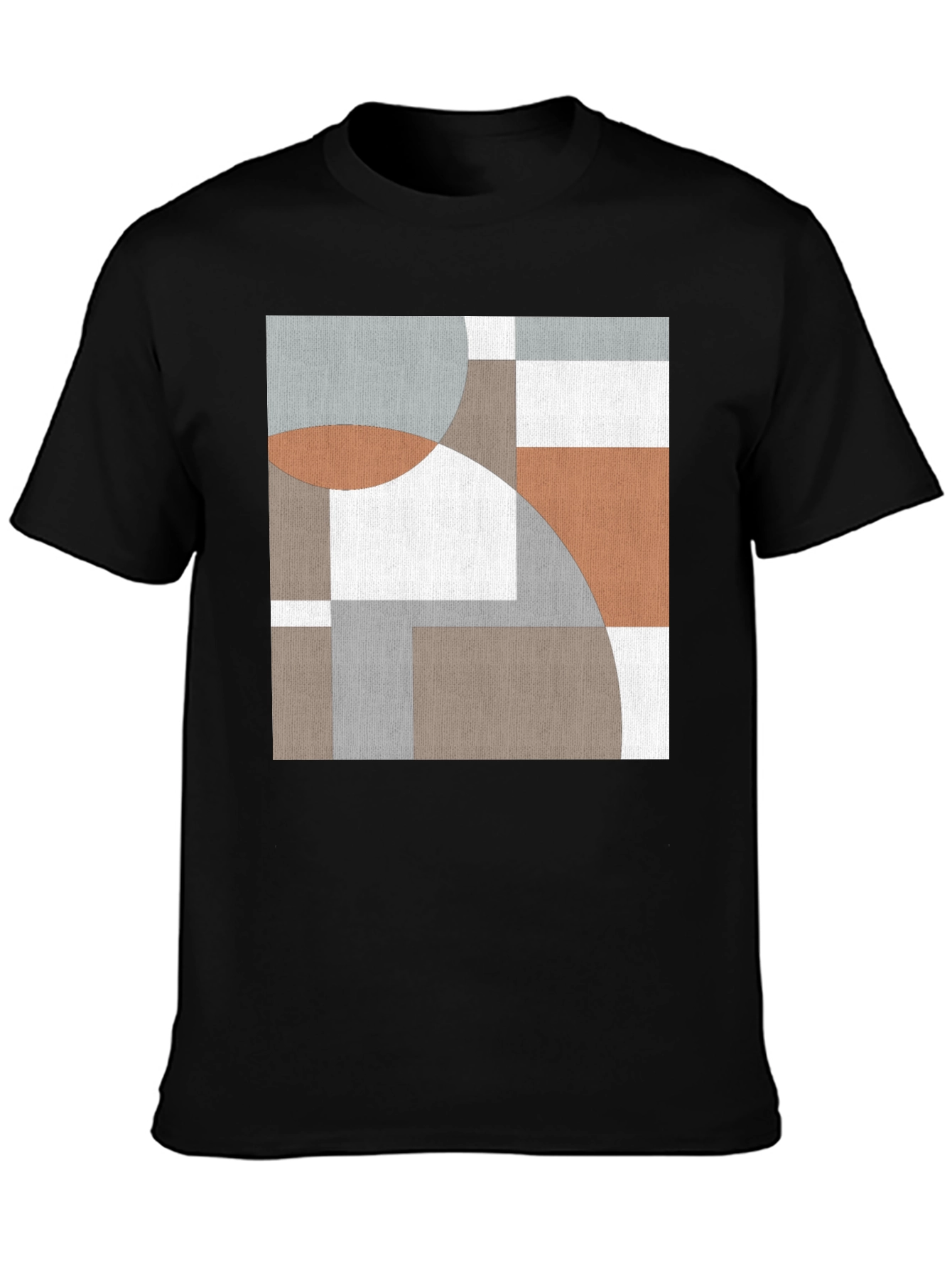 Abstract Geometric Circle Pattern Black T-Shirt