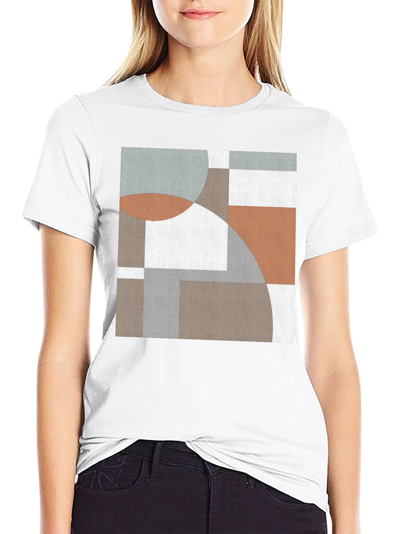 Abstract Geometric Circle Pattern Black T-Shirt