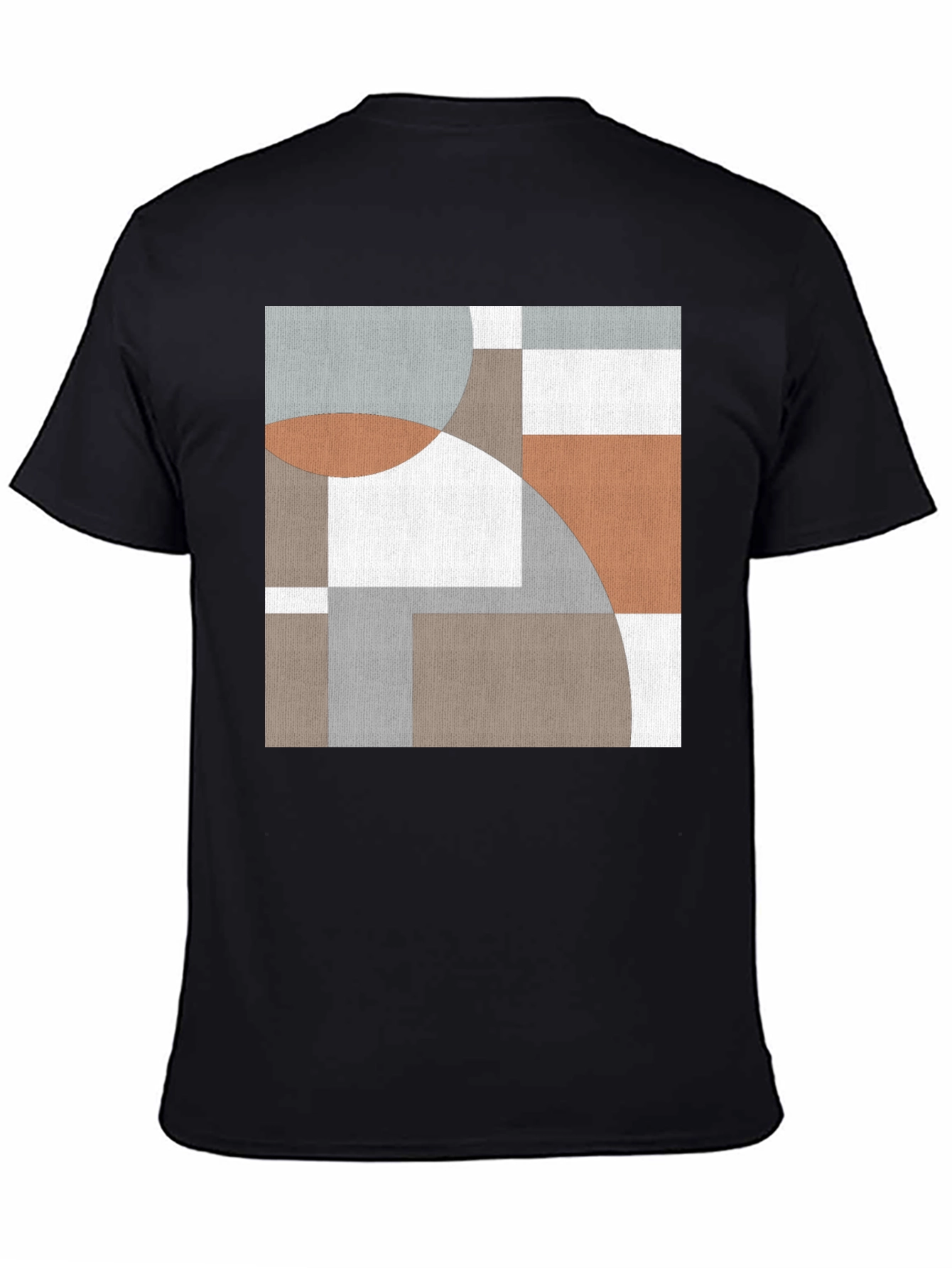 Abstract Geometric Circle Pattern Black T-Shirt