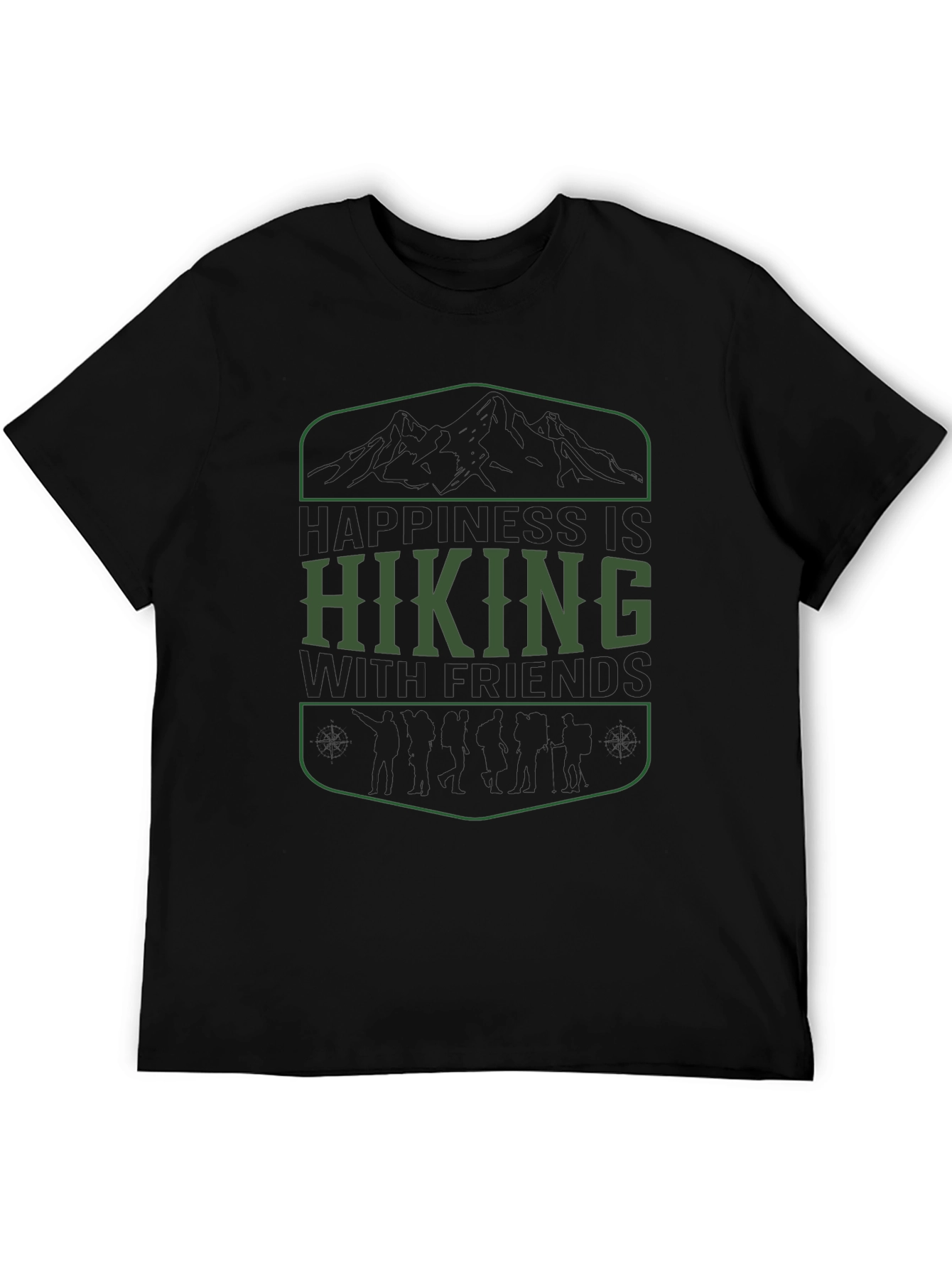 Hiking with Friends Graphic Tee - Black Cotton
