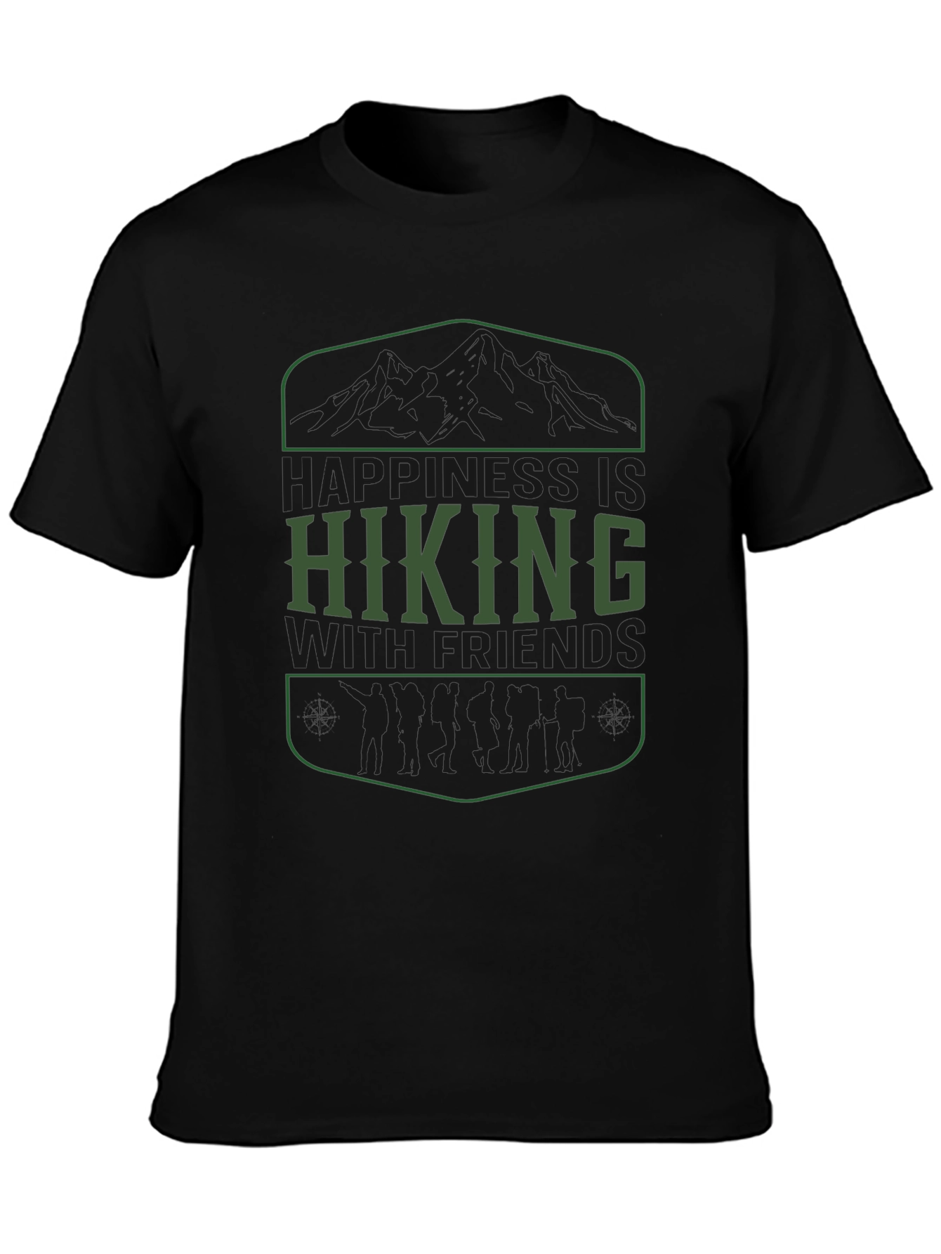 Hiking with Friends Graphic Tee - Black Cotton