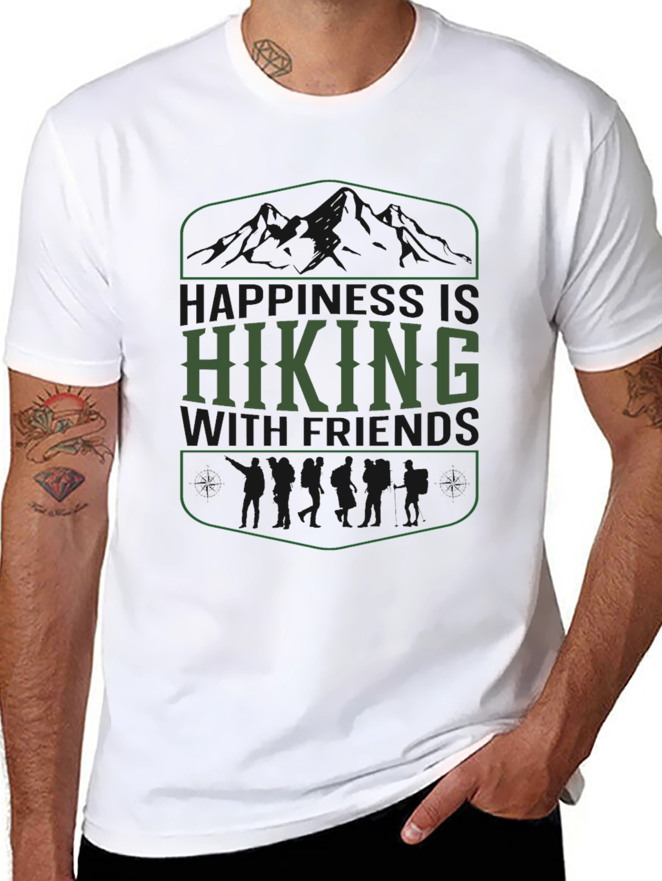 Hiking with Friends Graphic Tee - Black Cotton