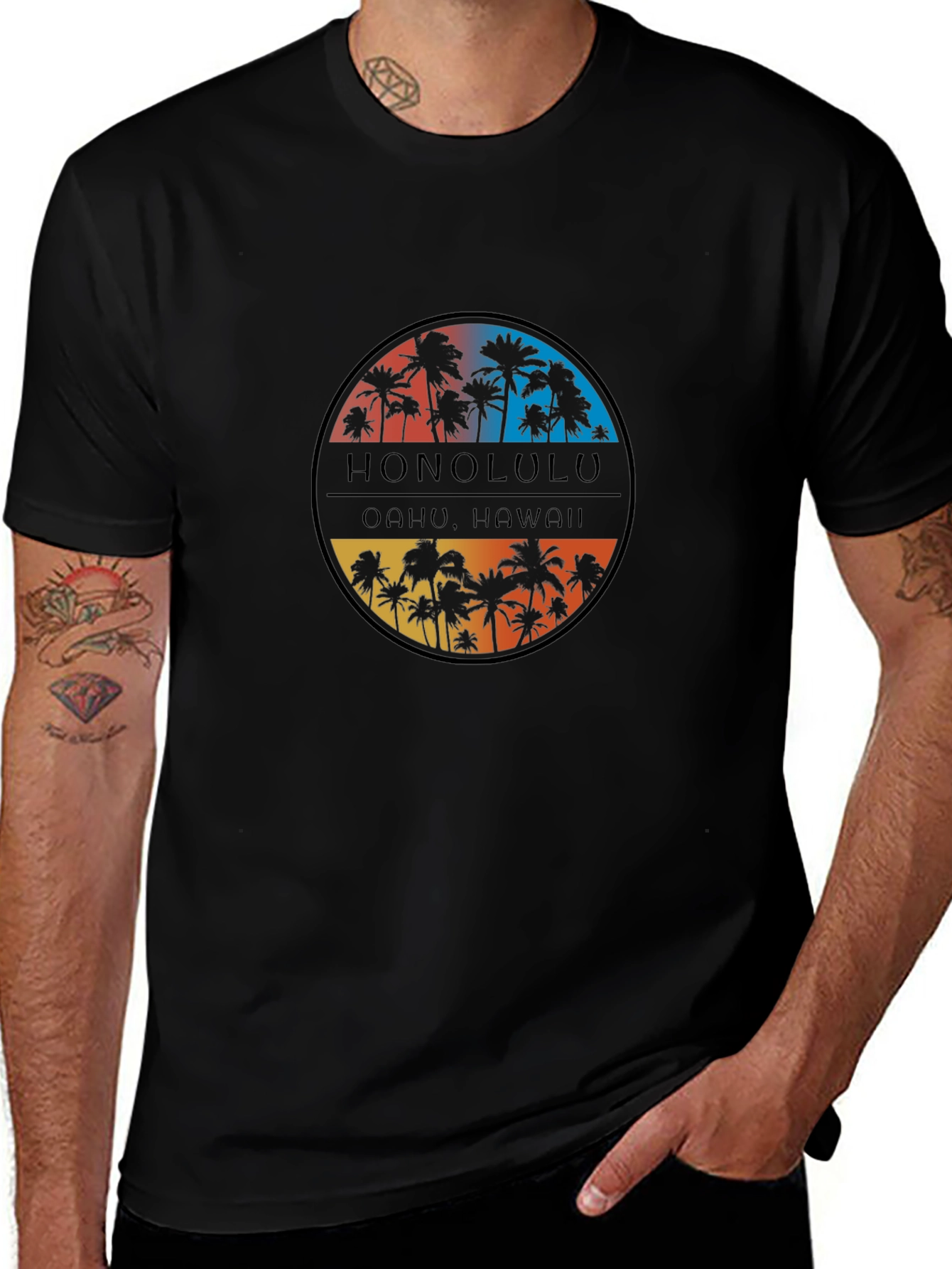 Honolulu Hawaii Palm Tree Graphic T-Shirt