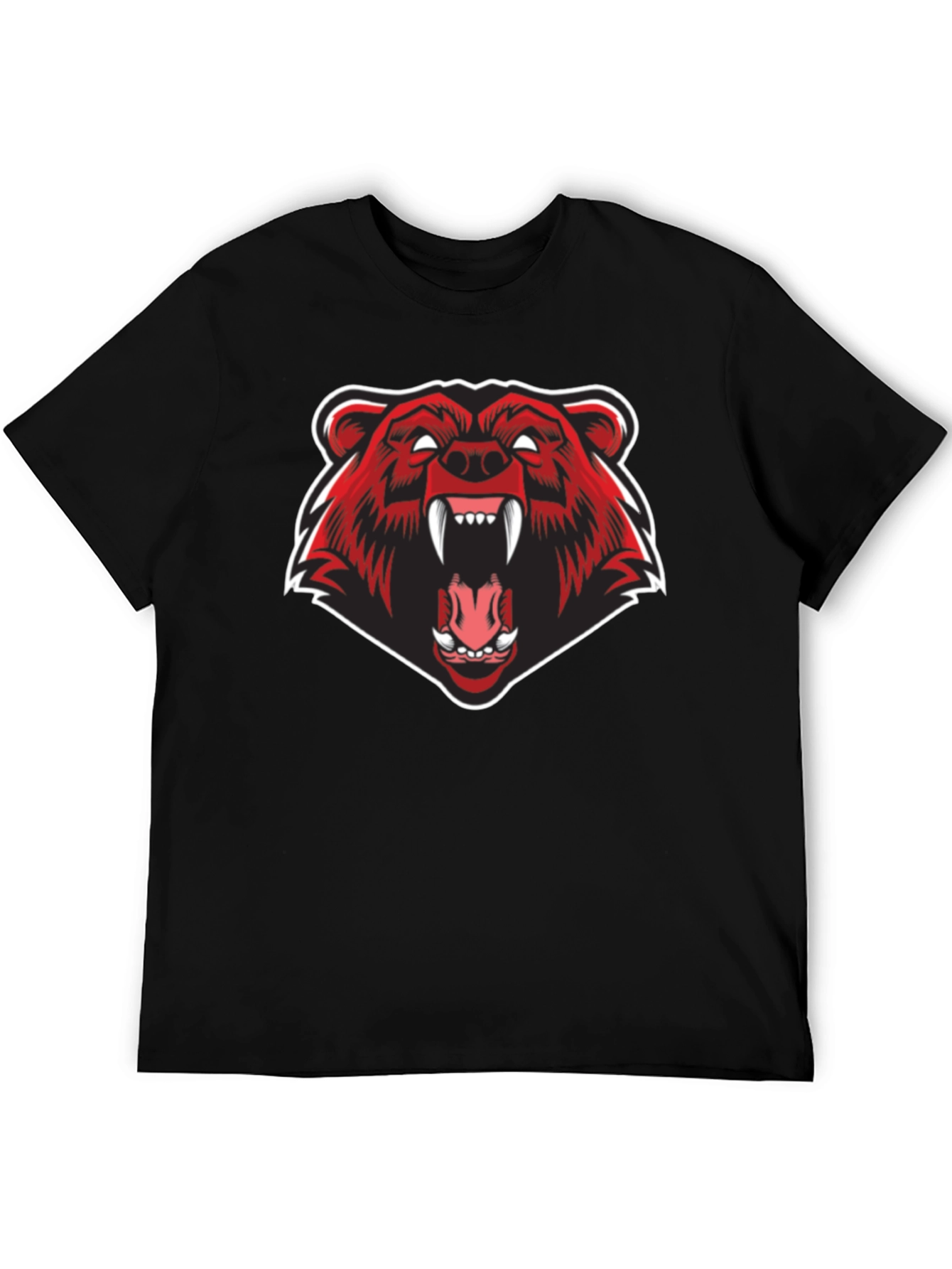 Black T-Shirt with Red Bear Graphic