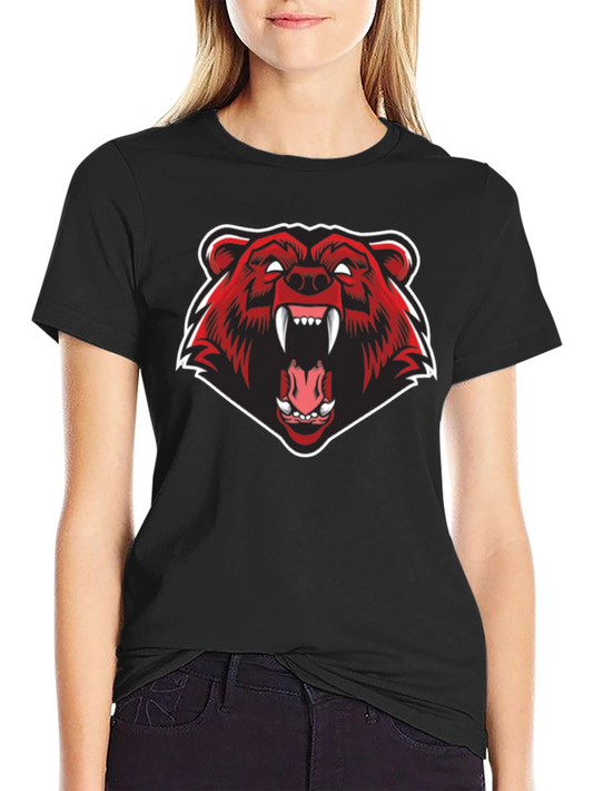 Black T-Shirt with Red Bear Graphic