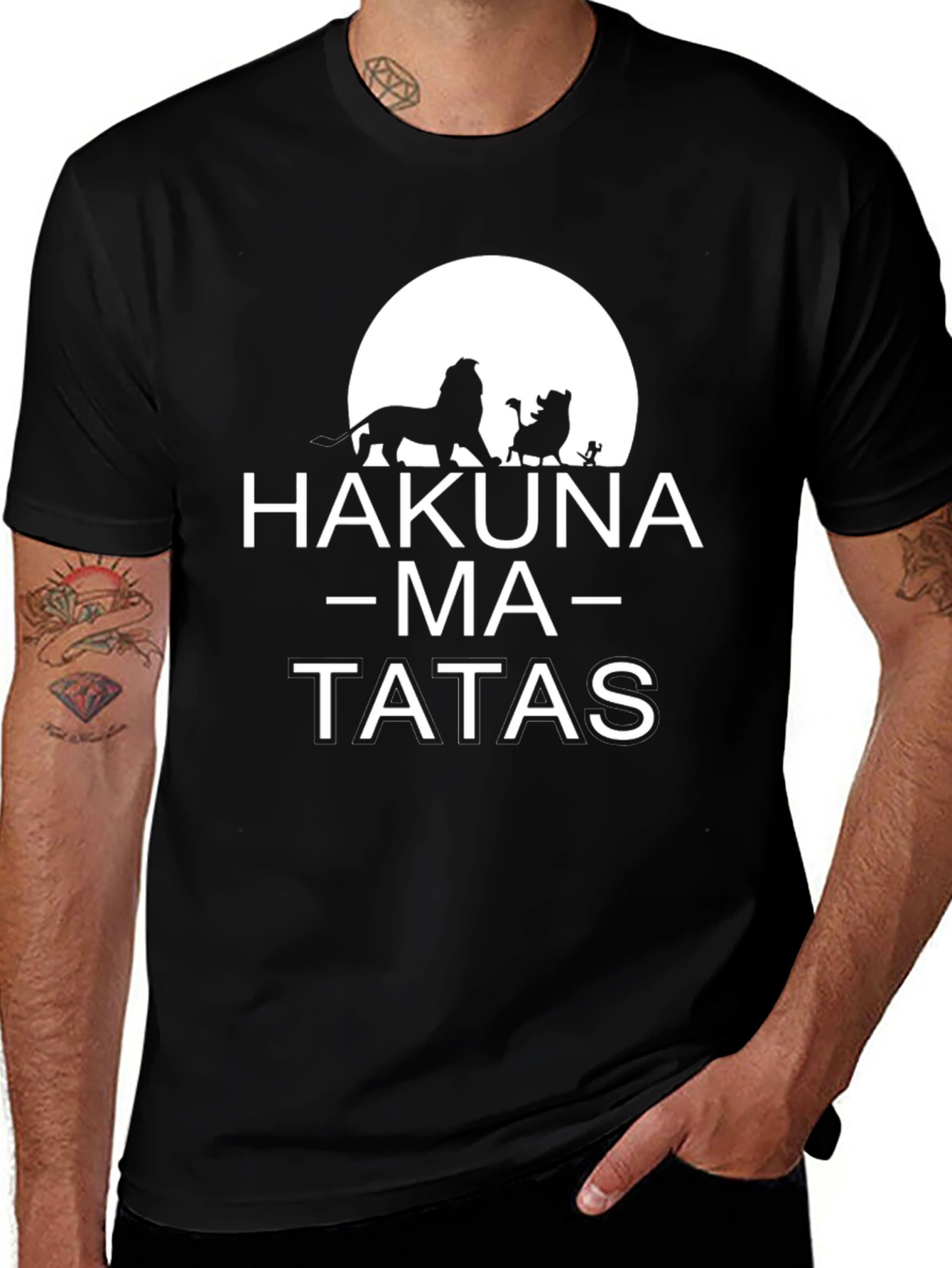 Hakuna Ma-Tatas Funny Black T-Shirt