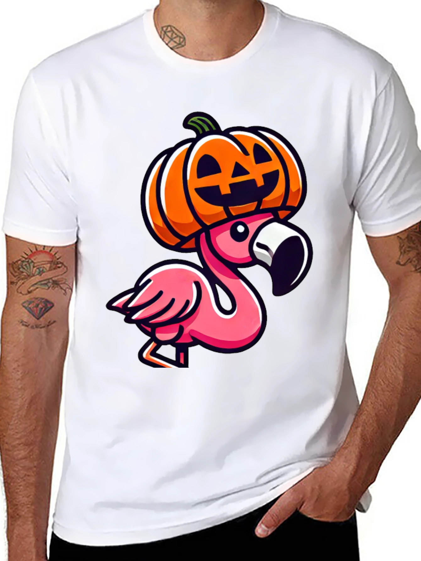 Flamingo Pumpkin Halloween T-Shirt