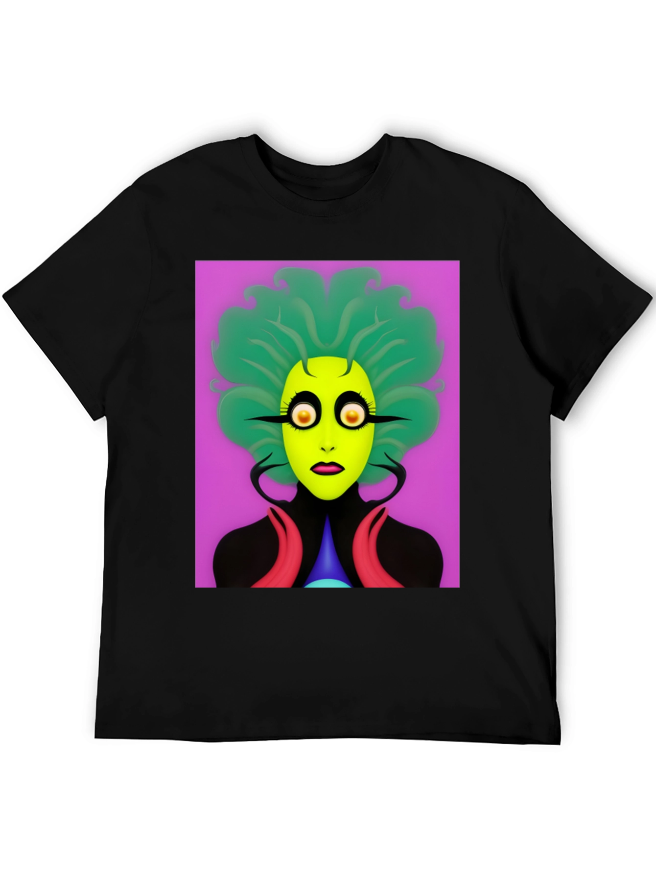 Unique Alien Graphic Print Black T-Shirt