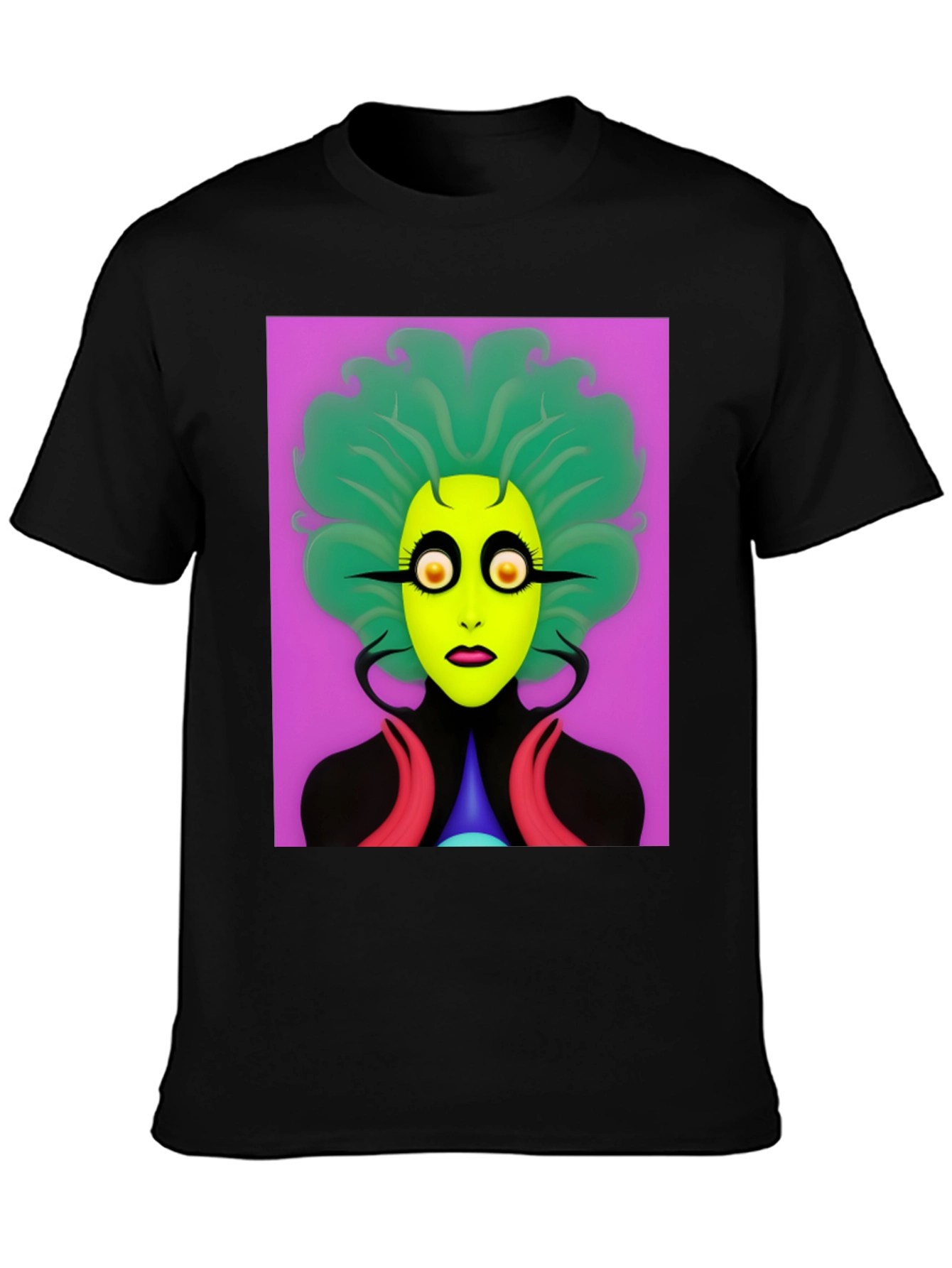 Unique Alien Graphic Print Black T-Shirt