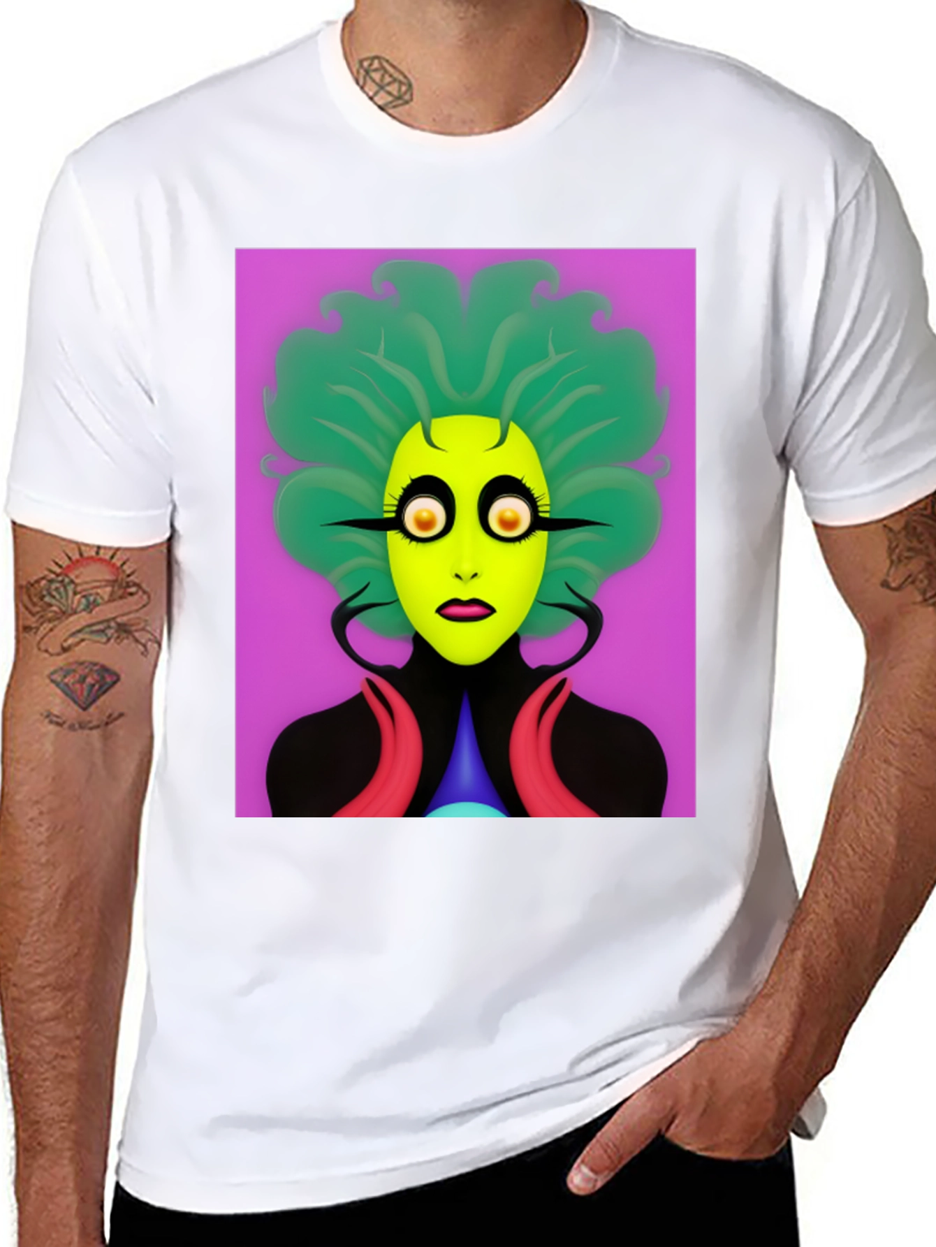 Unique Alien Graphic Print Black T-Shirt