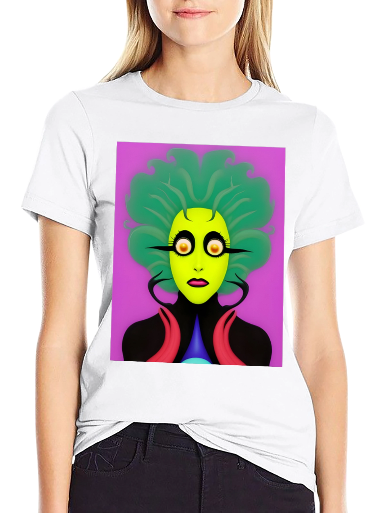 Unique Alien Graphic Print Black T-Shirt