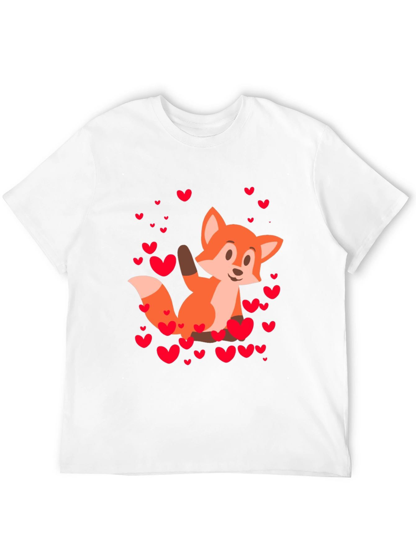 Fox & Hearts Graphic Black T-Shirt