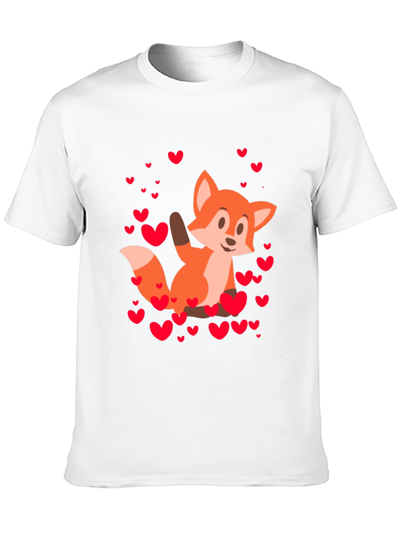 Fox & Hearts Graphic Black T-Shirt