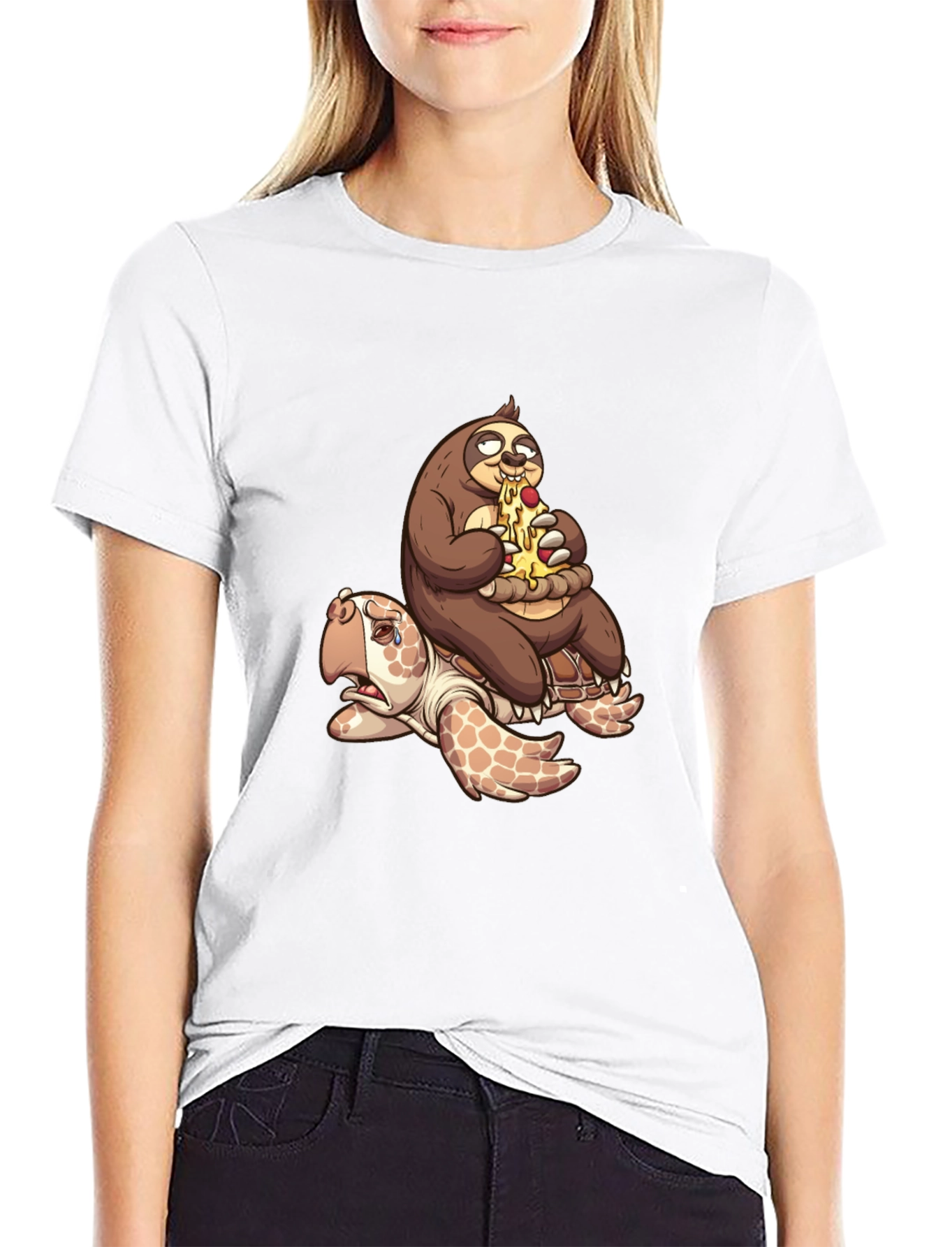 Sloth Pizza Turtle Ride T-Shirt - Funny Graphic Tee