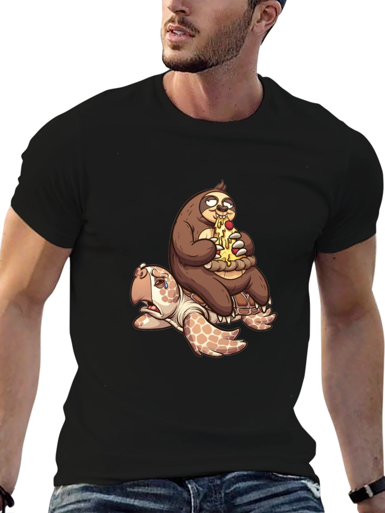 Sloth Pizza Turtle Ride T-Shirt - Funny Graphic Tee